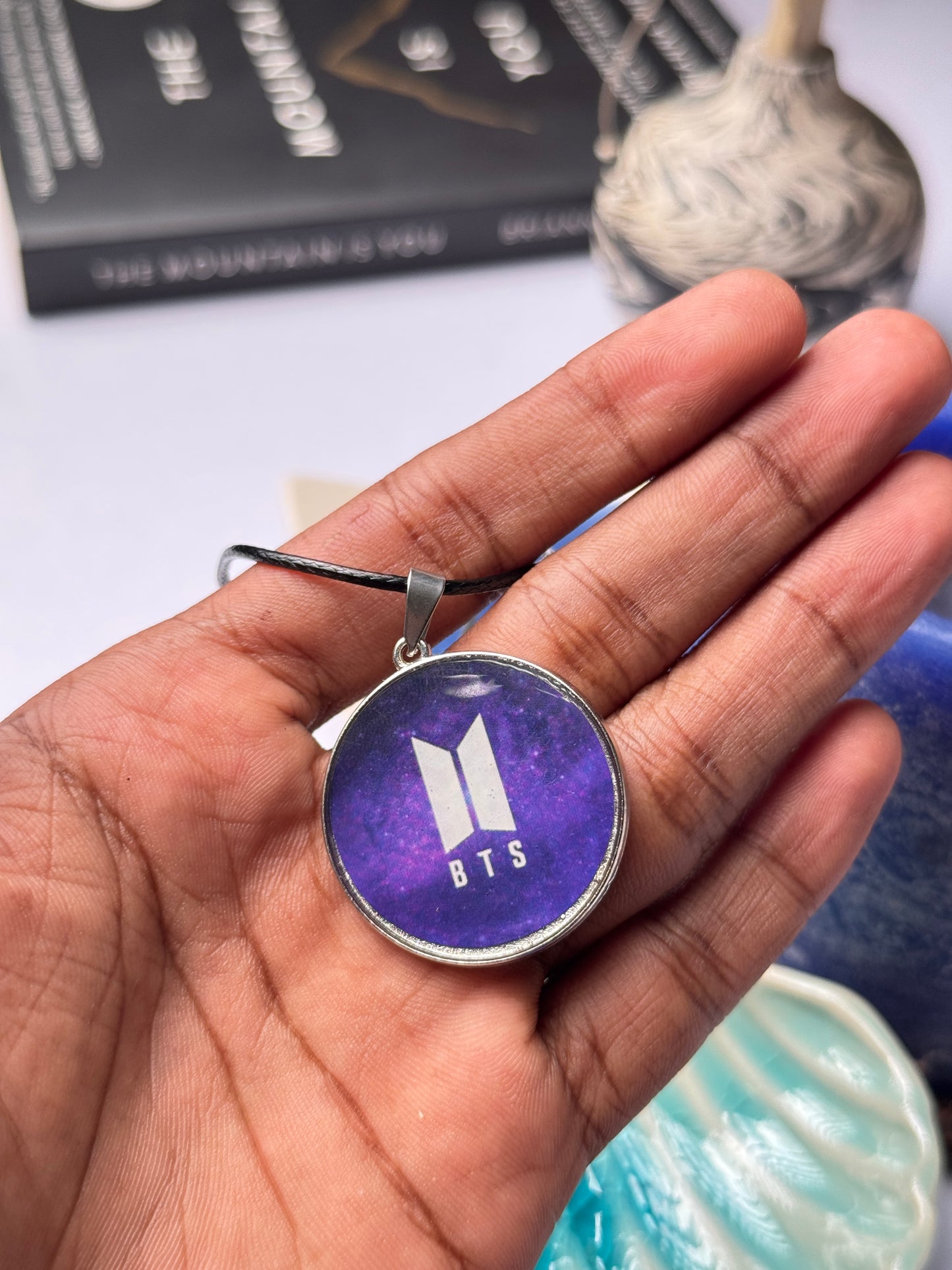 BTS resin necklace double side