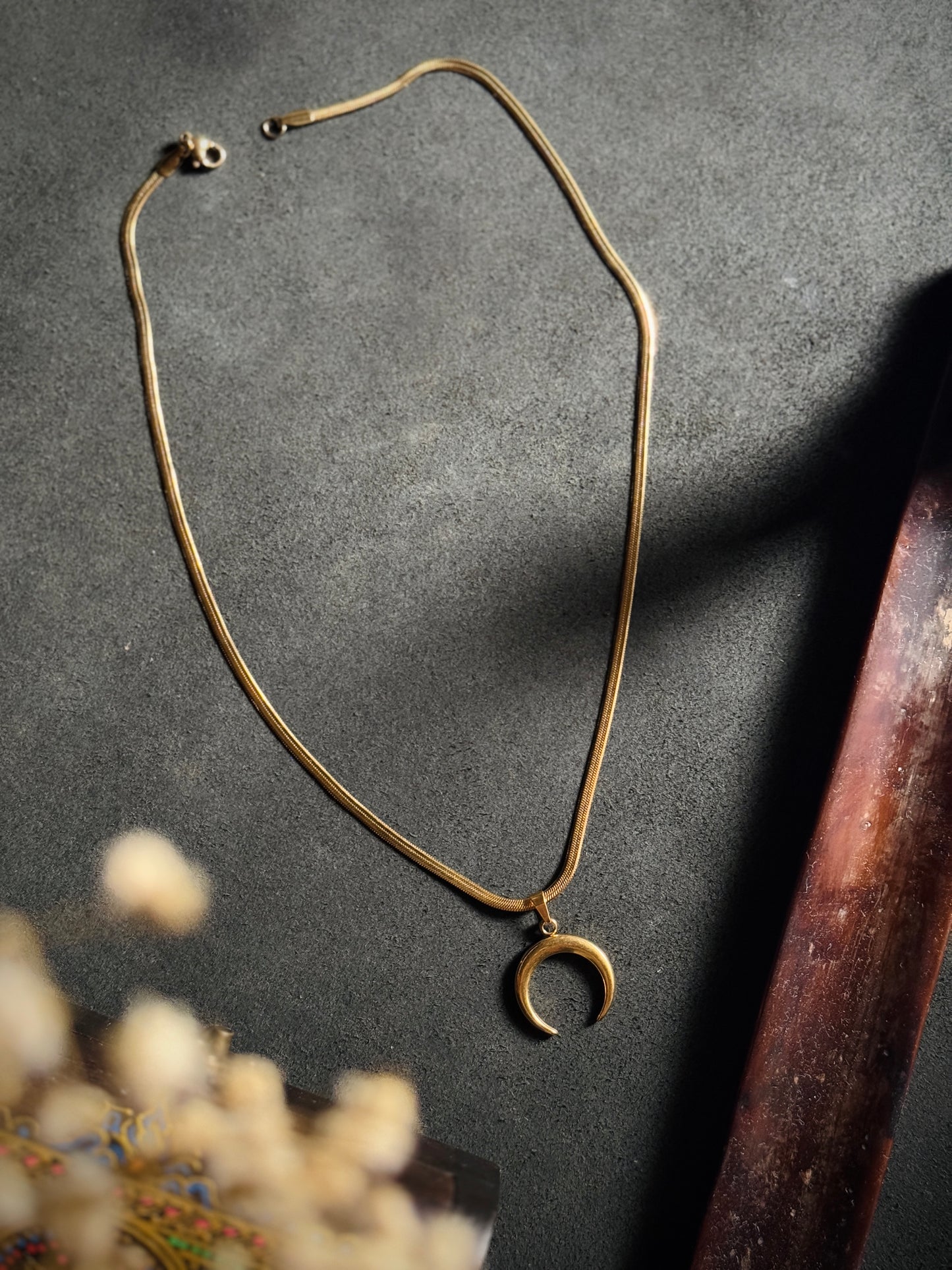 Moon stainless steel 18k gold plated 45 cm snake chain