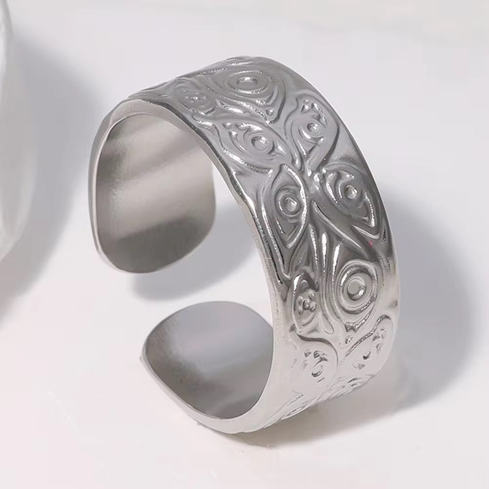 3rd eye thick stainless steel adjustable ring