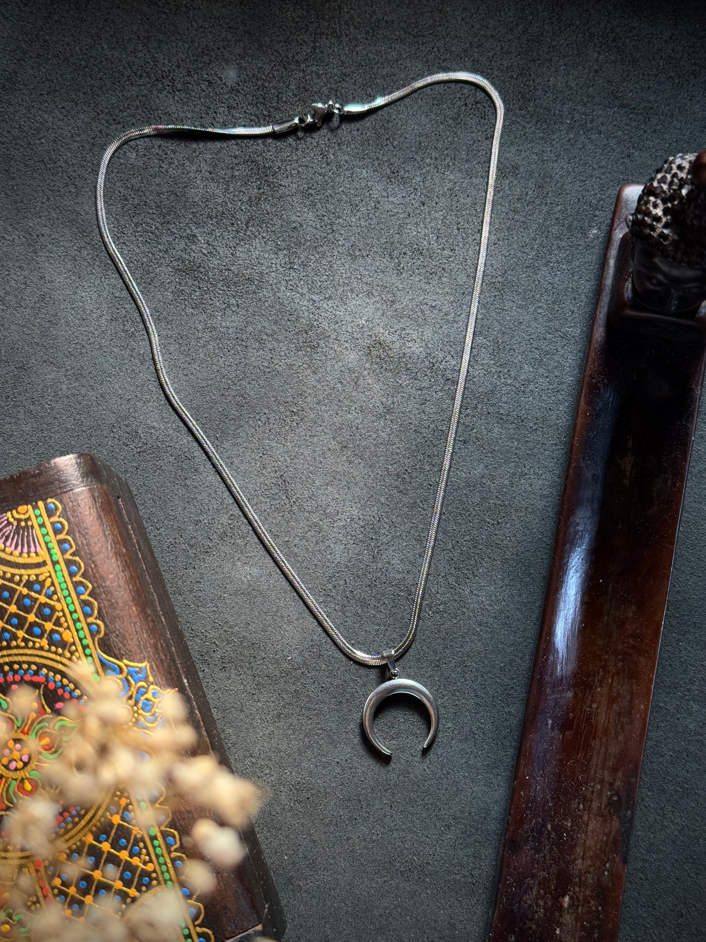 Moon stainless steel silver 45 cm snake chain