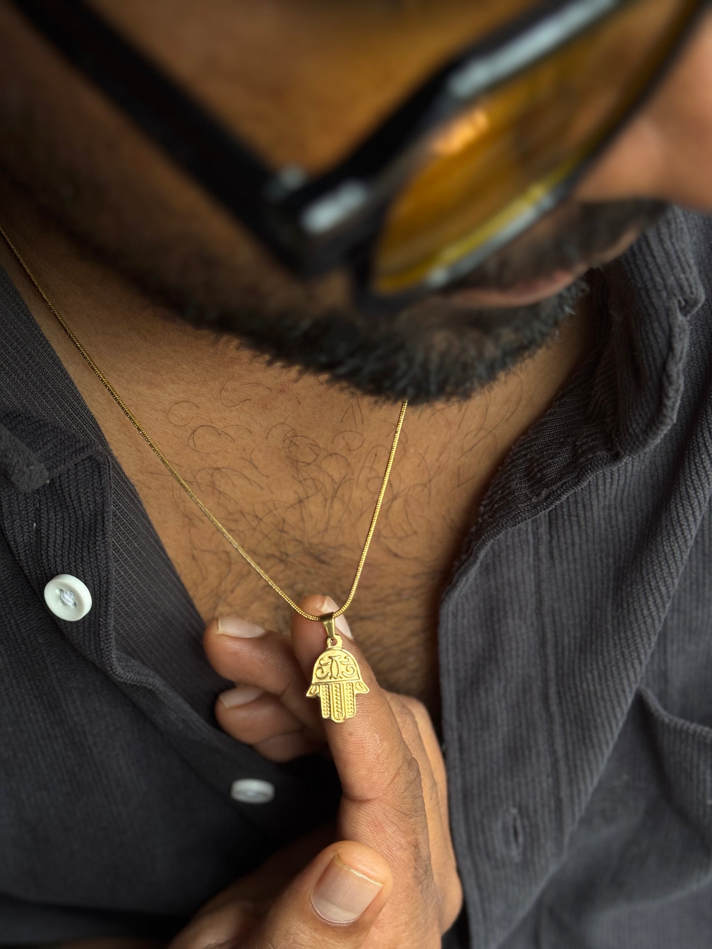 Hamsa hand 18k gold plated stainless steel necklace 55 cm