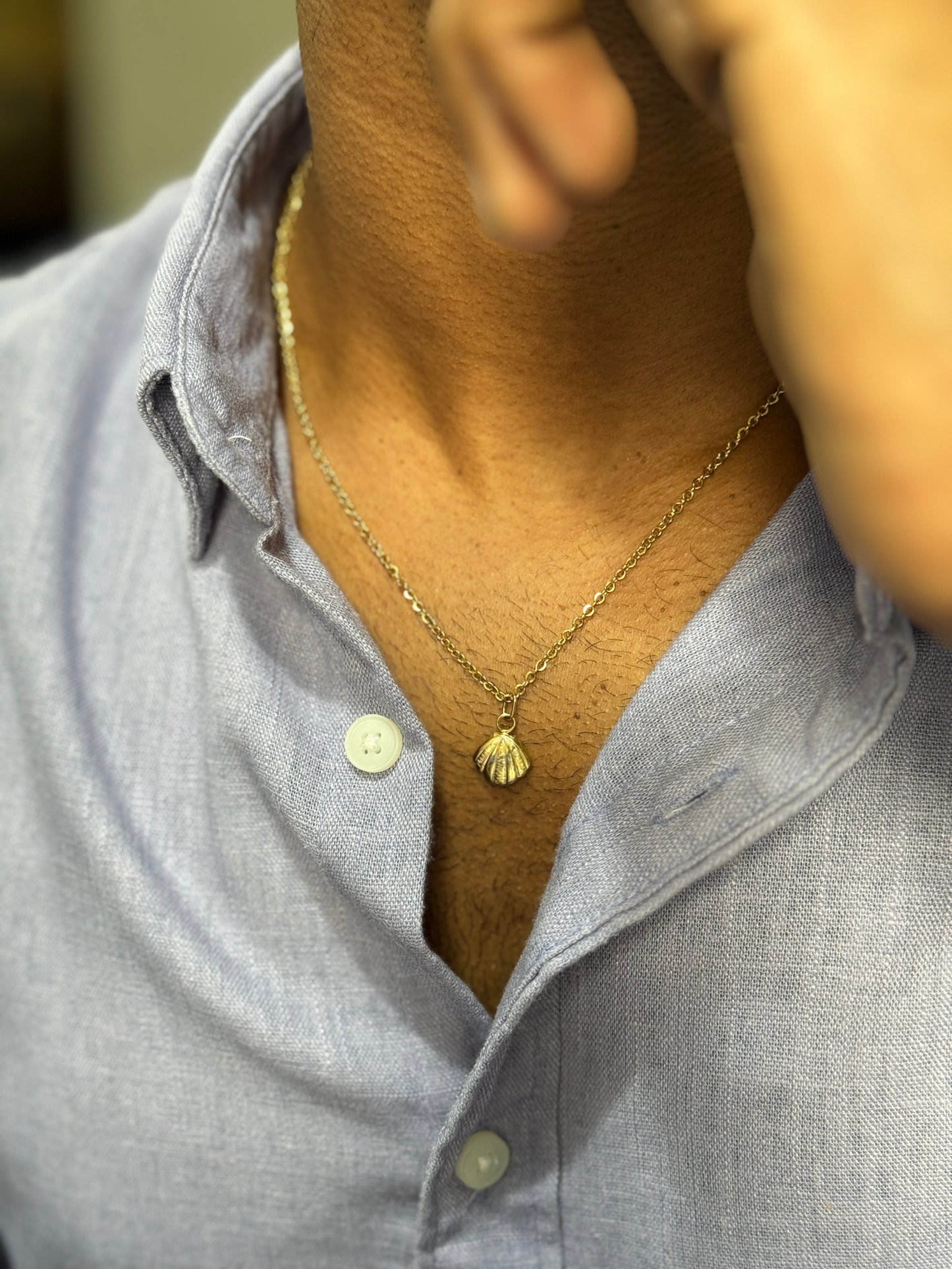 Scallop shell adjustable 18k gold plated necklace