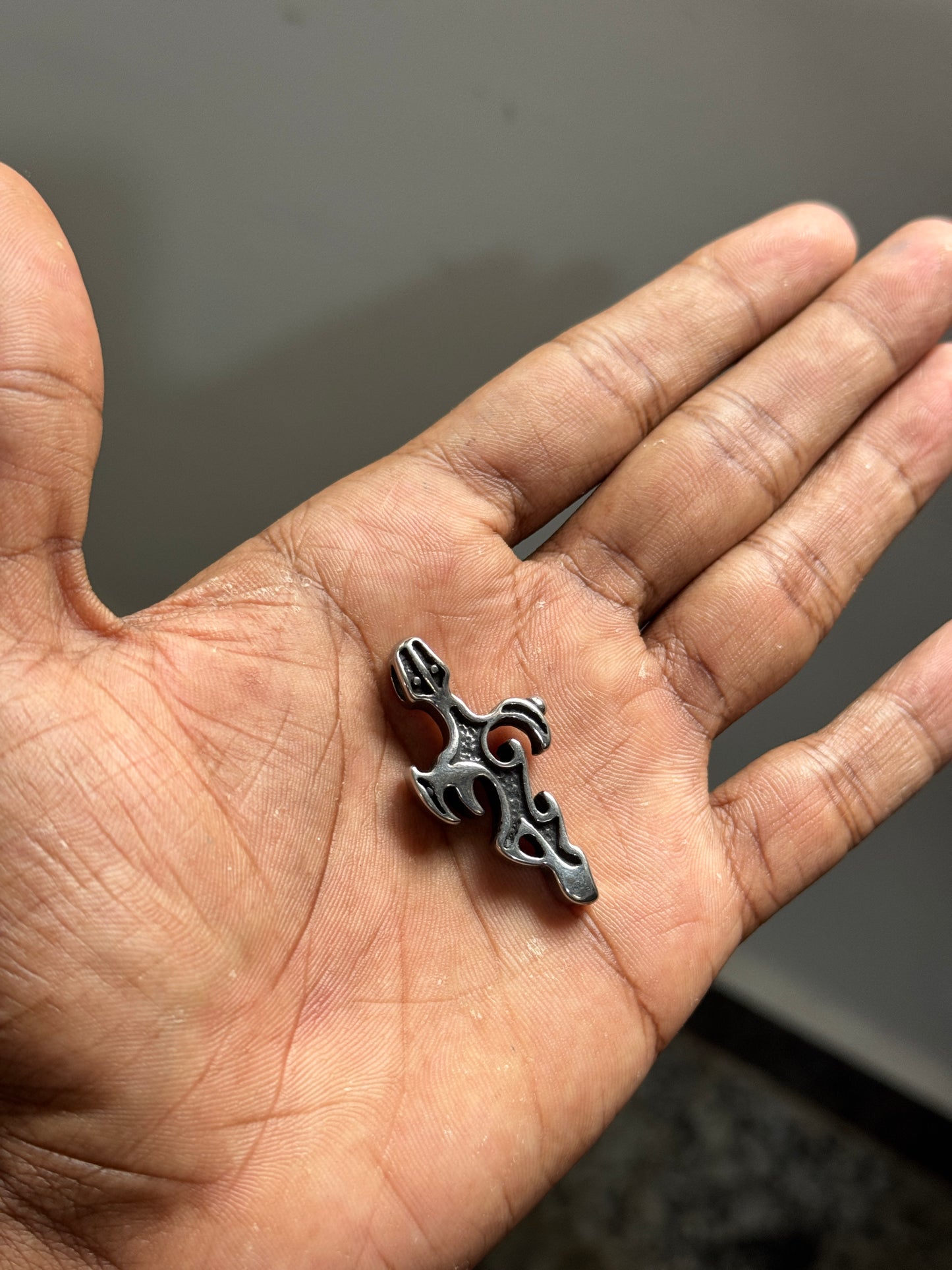 Melting cross silver-stainless steel pendant with hook