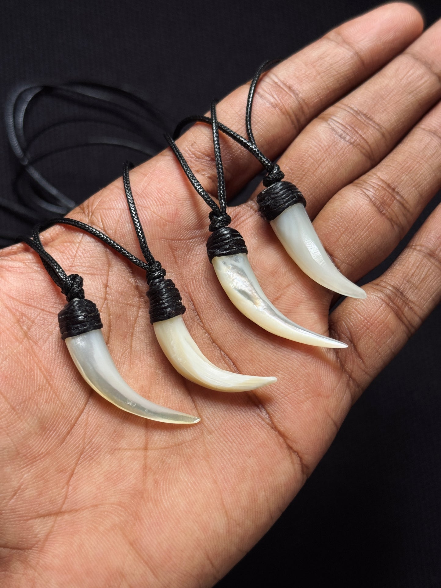 Tooth shape abalone shell pendant