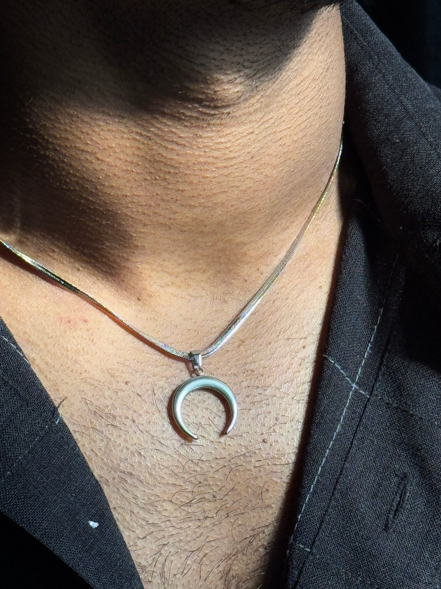 Moon stainless steel silver 45 cm snake chain
