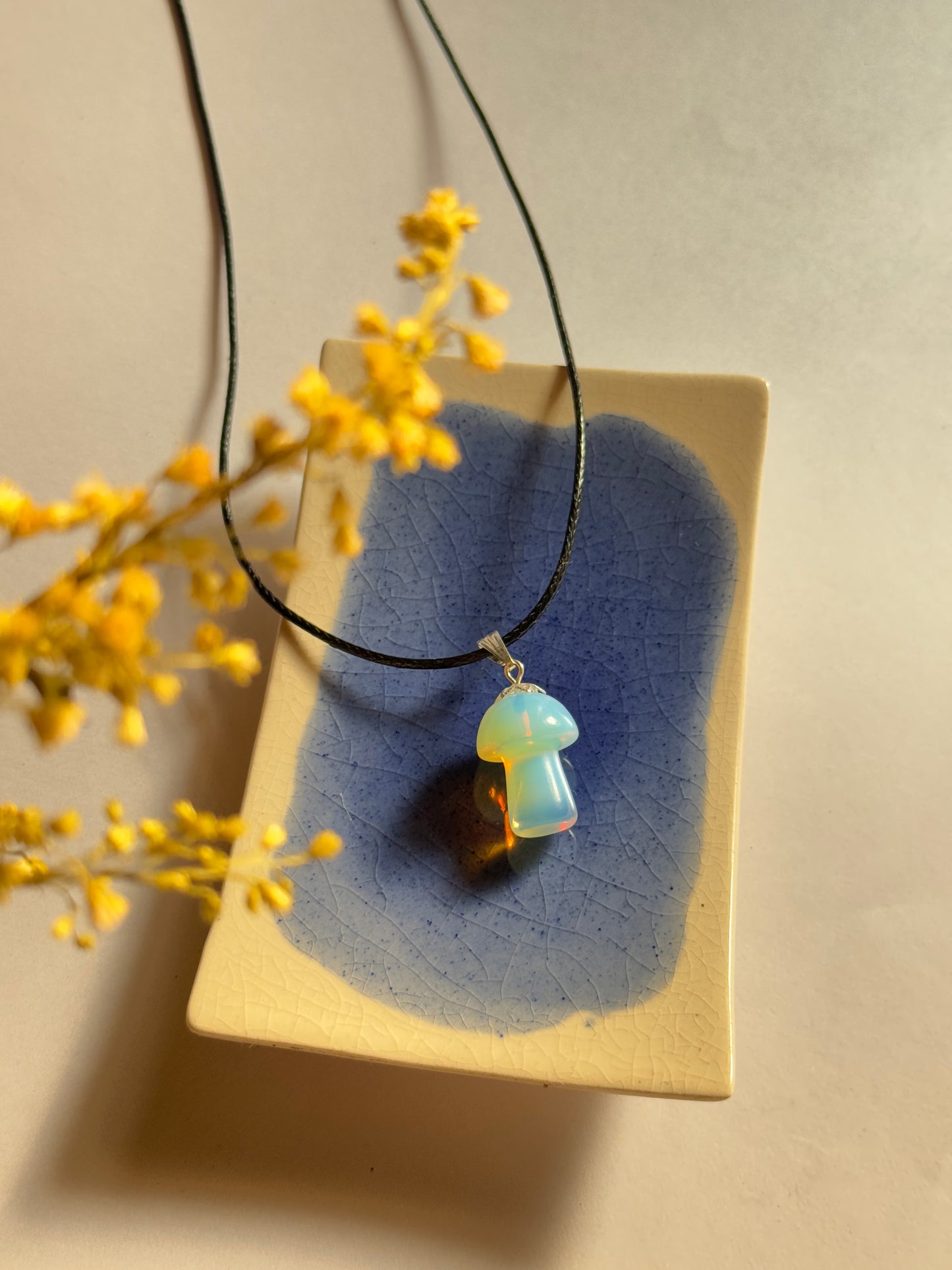 Opalite stone mushroom necklace