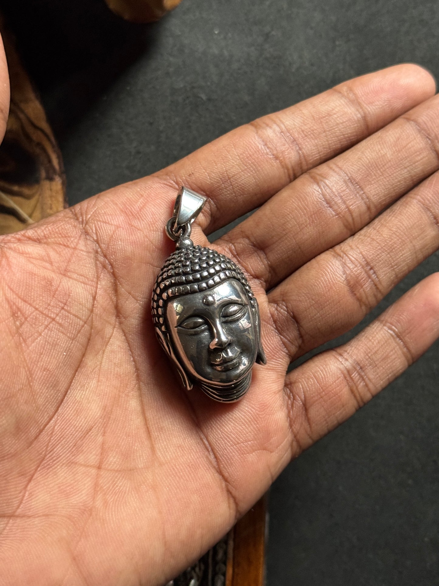 Buddha stainless steel pendant with hook