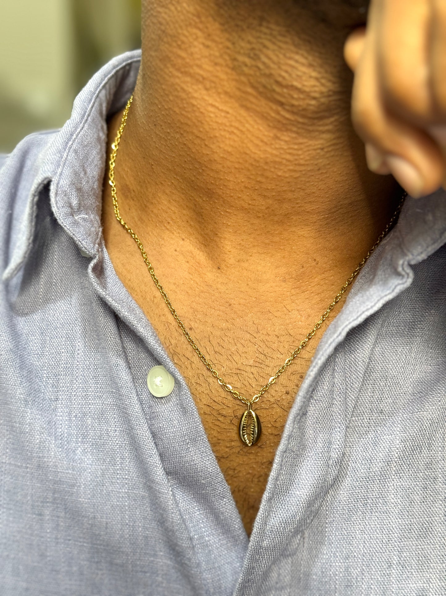 Cowrie shell adjustable 18k gold plated necklace