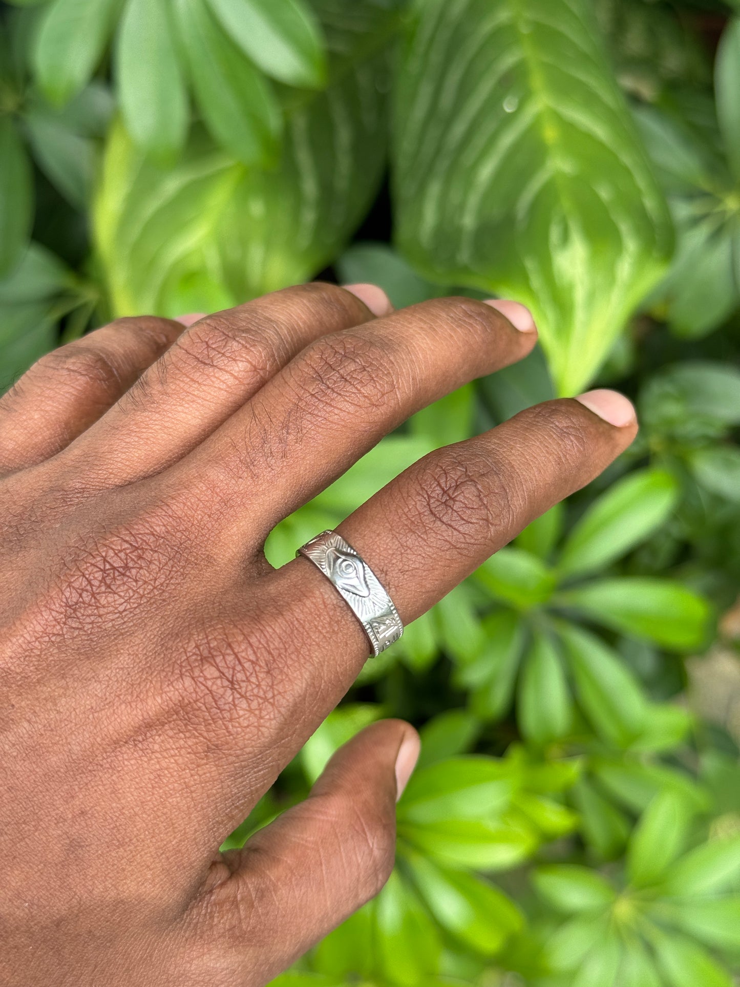 3rd eye thin stainless steel adjustable ring