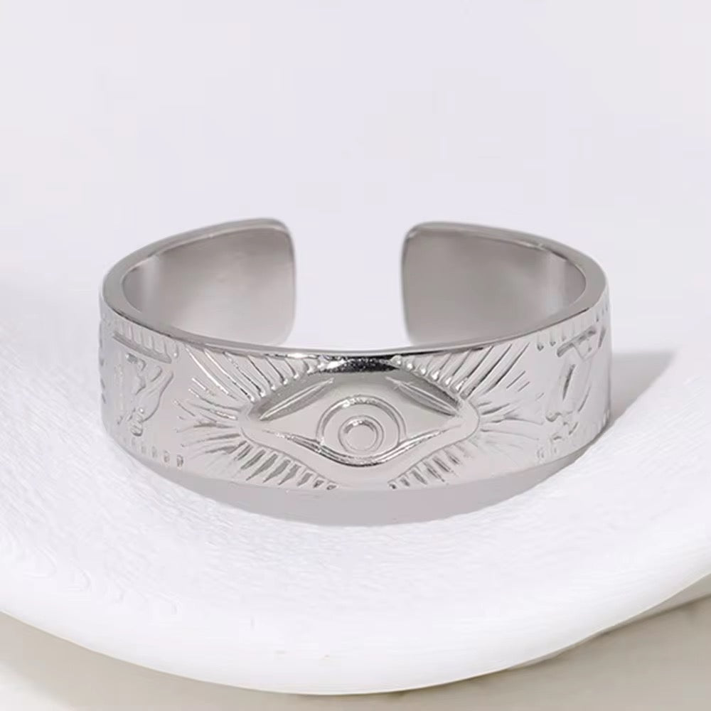 3rd eye thin stainless steel adjustable ring