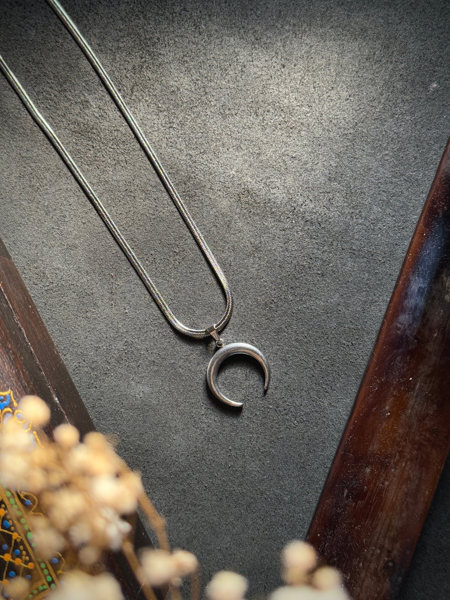 Moon stainless steel silver 45 cm snake chain