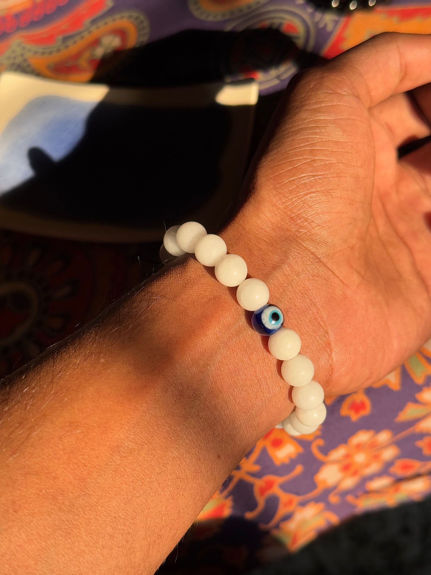White king evil eye bracelet is
