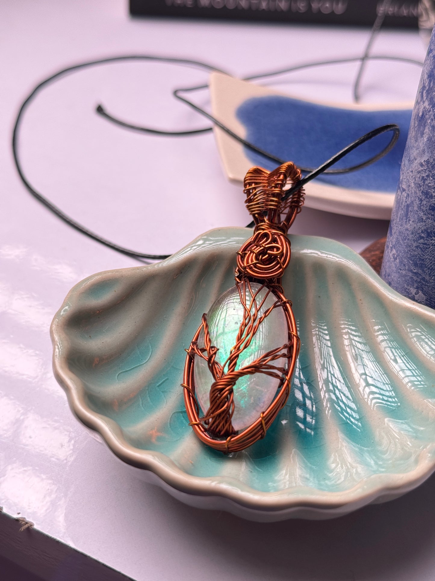 Rainbow moonstone copper wire wrapped