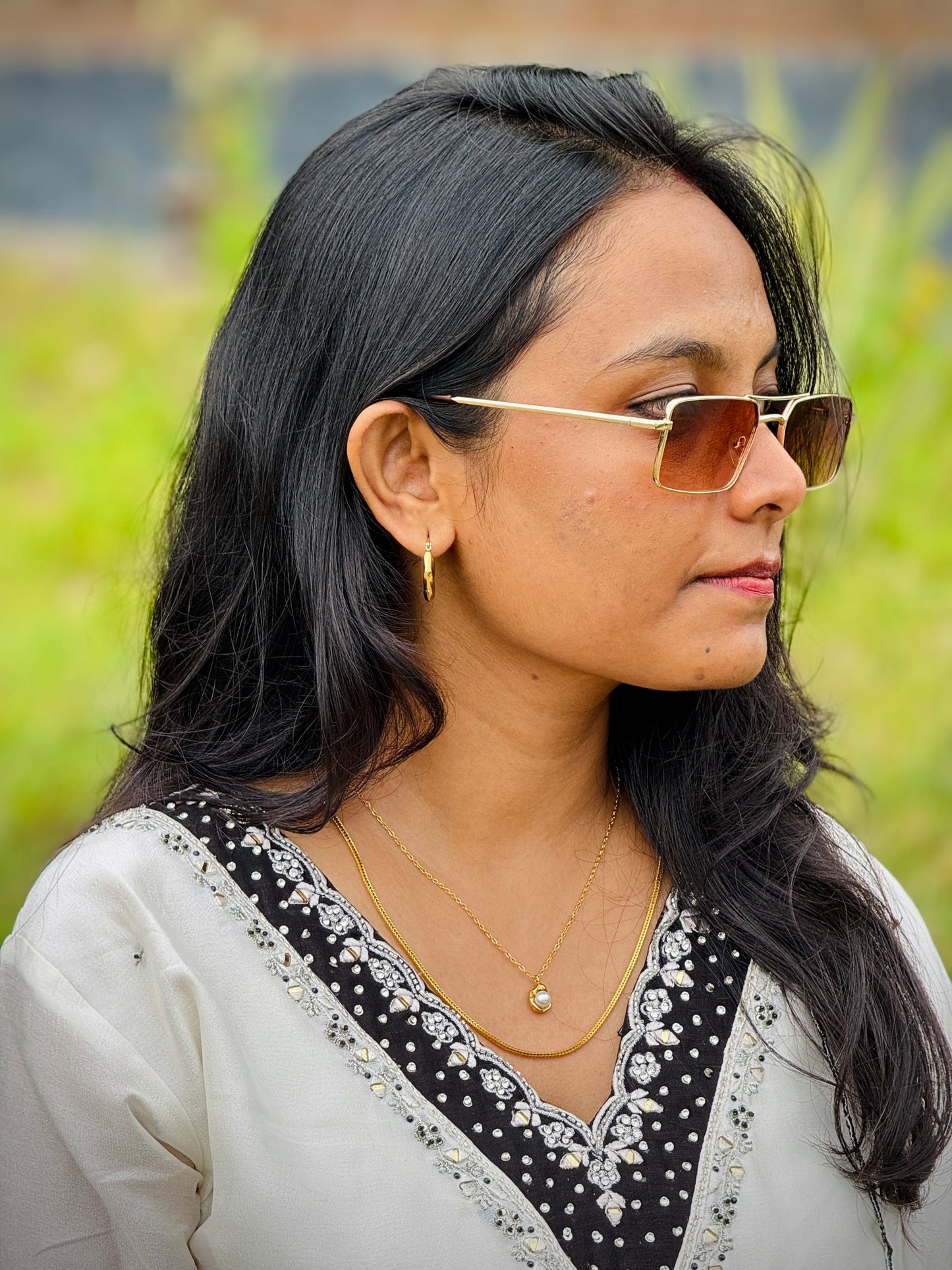 Double layer necklace / pearl necklace plus snake chain combo in