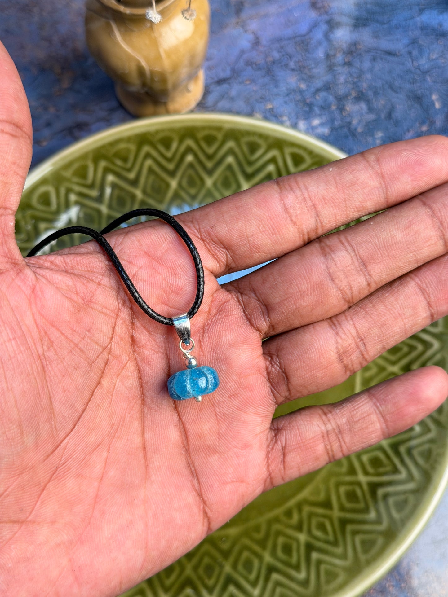 Aquamarine natural stone necklace