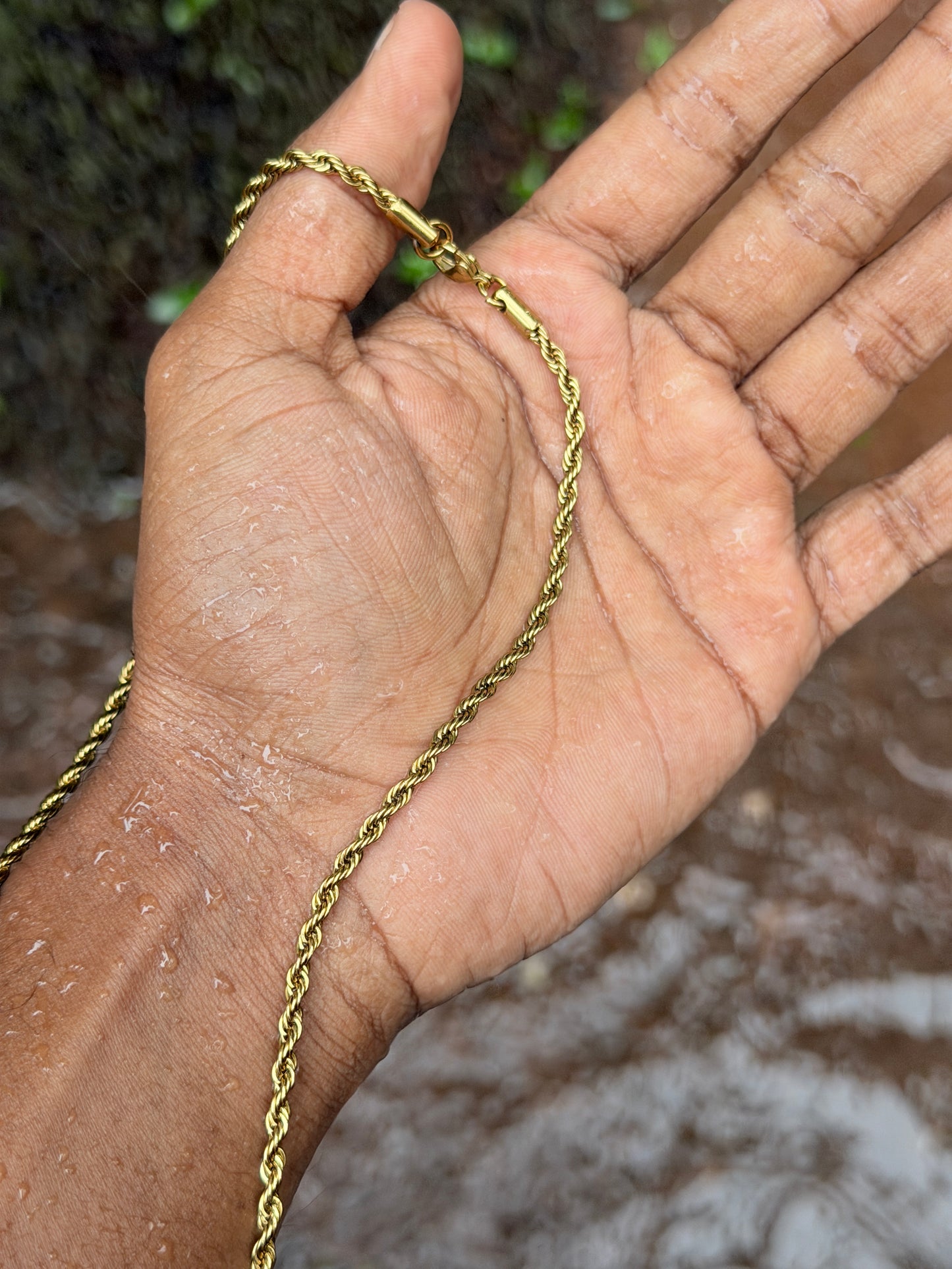 Twisted rope stainless steel 18k gold plated chain 55 cm x 2mm
