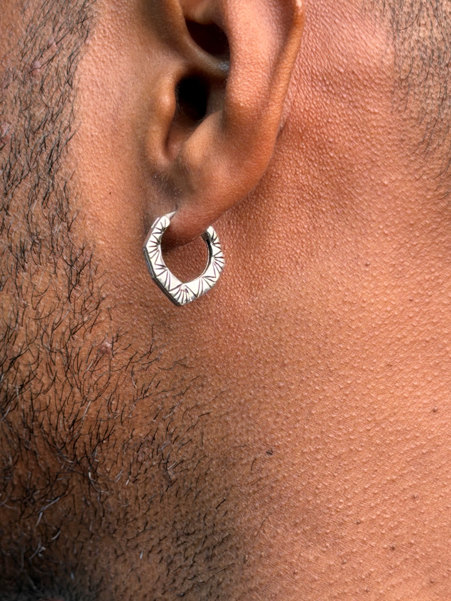 Sunburst Etched Square Hoop / Septum
