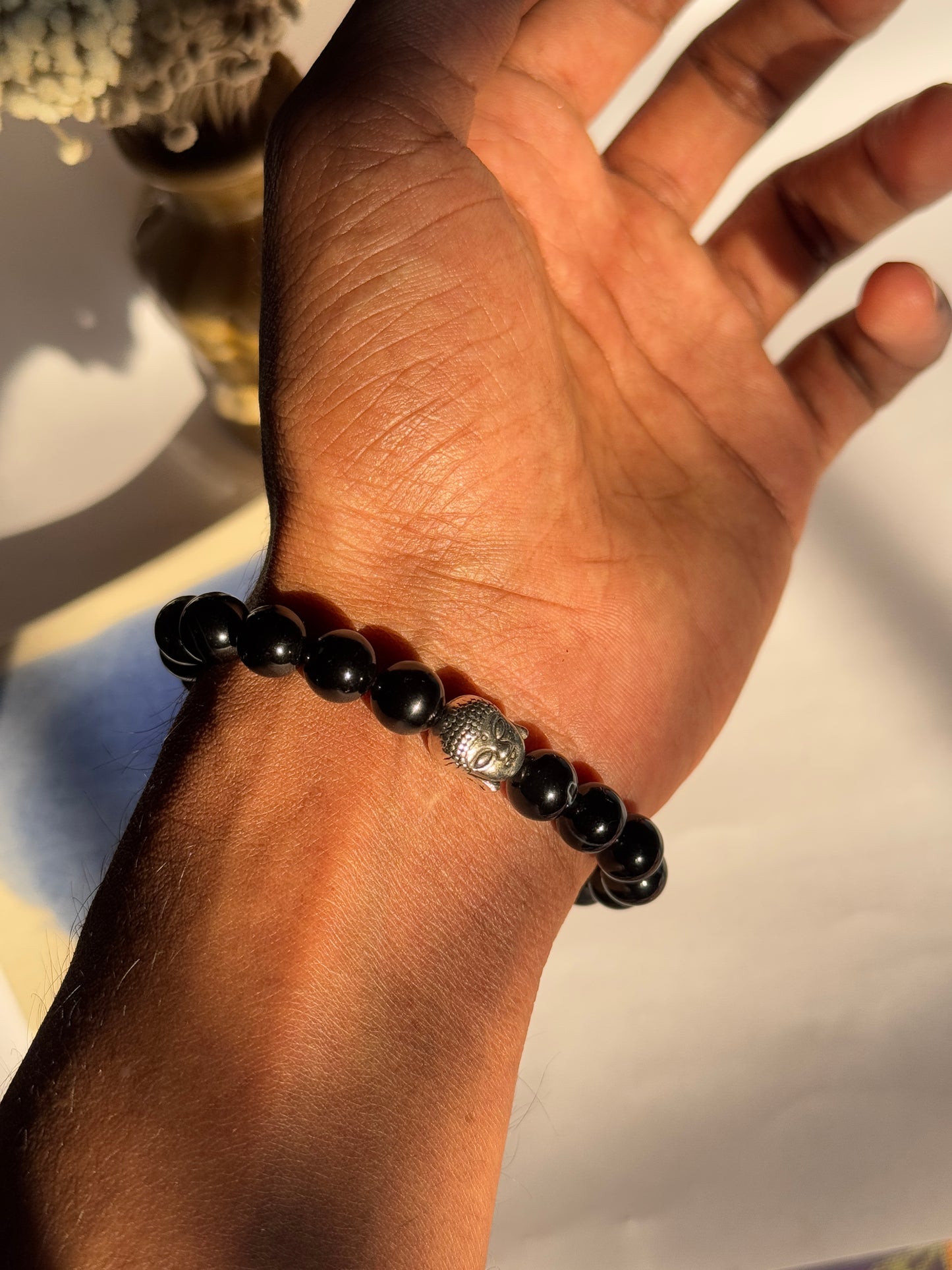 Black onyx stone beads bracelet