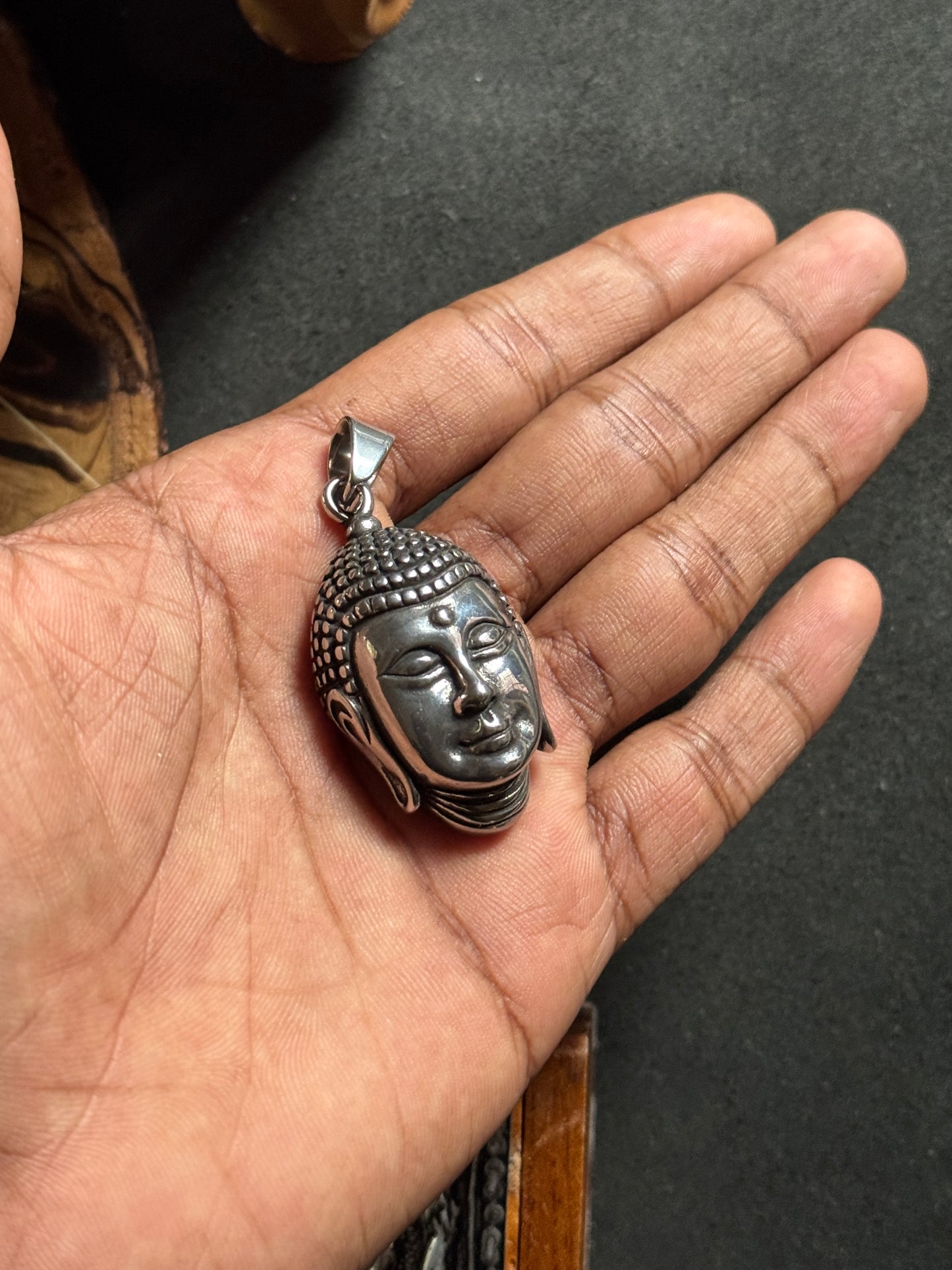 Buddha stainless steel pendant with hook