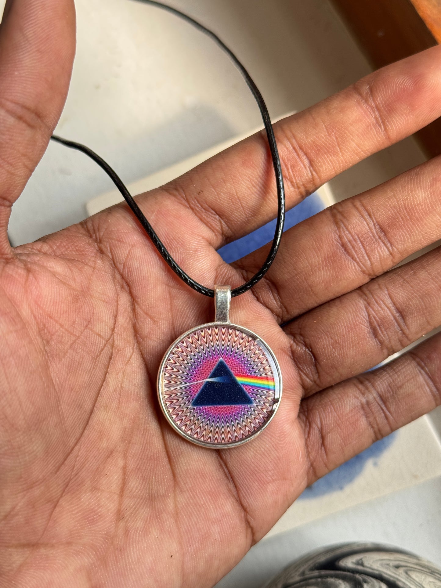 Pink Floyd resin necklace
