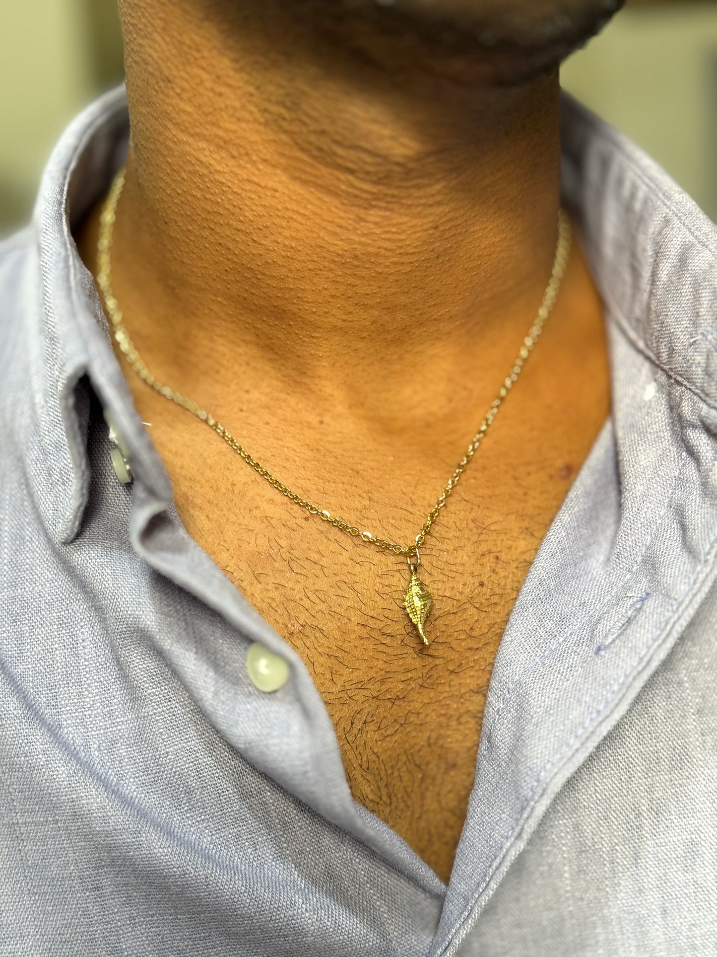 Conch shell adjustable 18k gold plated necklace