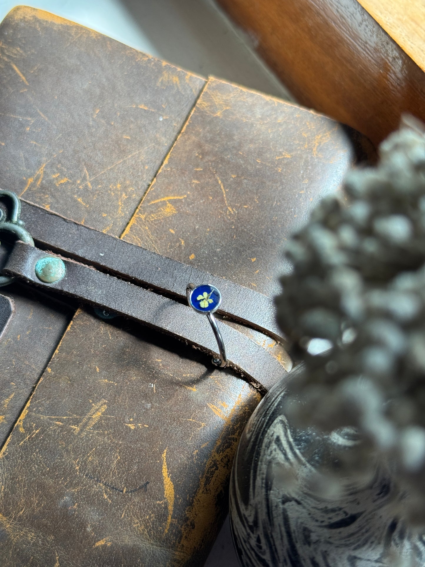 Queen Anne’s Lace Flower – Floral Ring | Original Rectangle Shape (Adjustable Model)