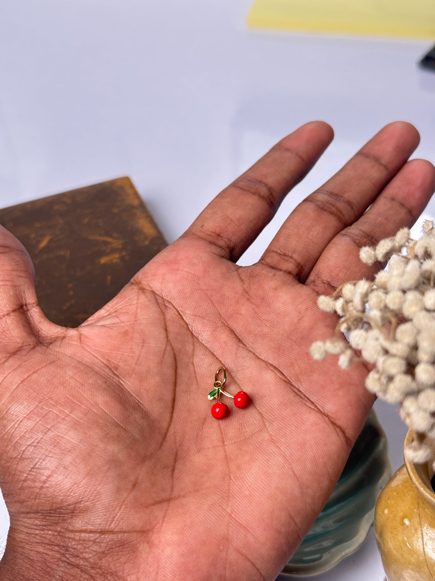 Mini Twin Cherry Charm Stainless Steel pendant