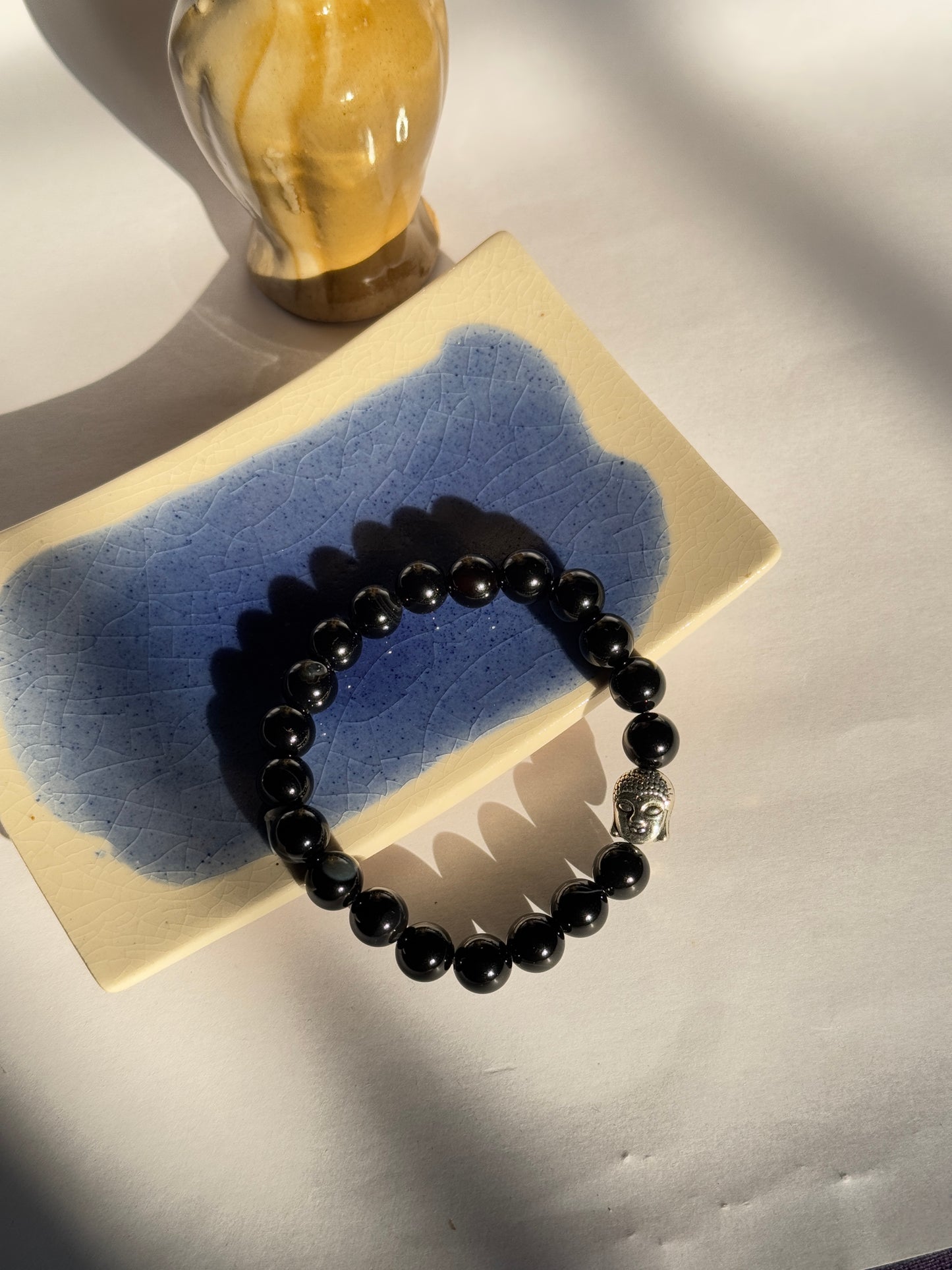 Black onyx stone beads bracelet