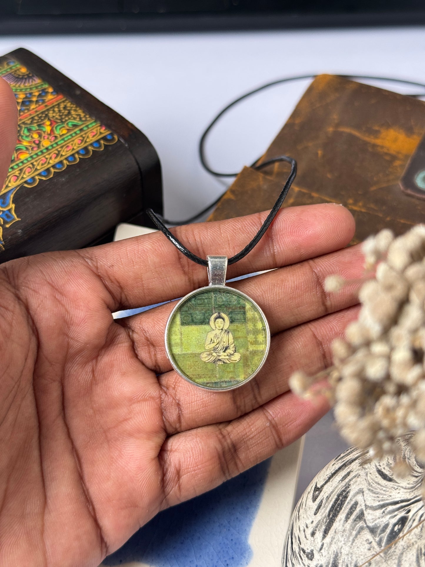 Buddha resin necklace