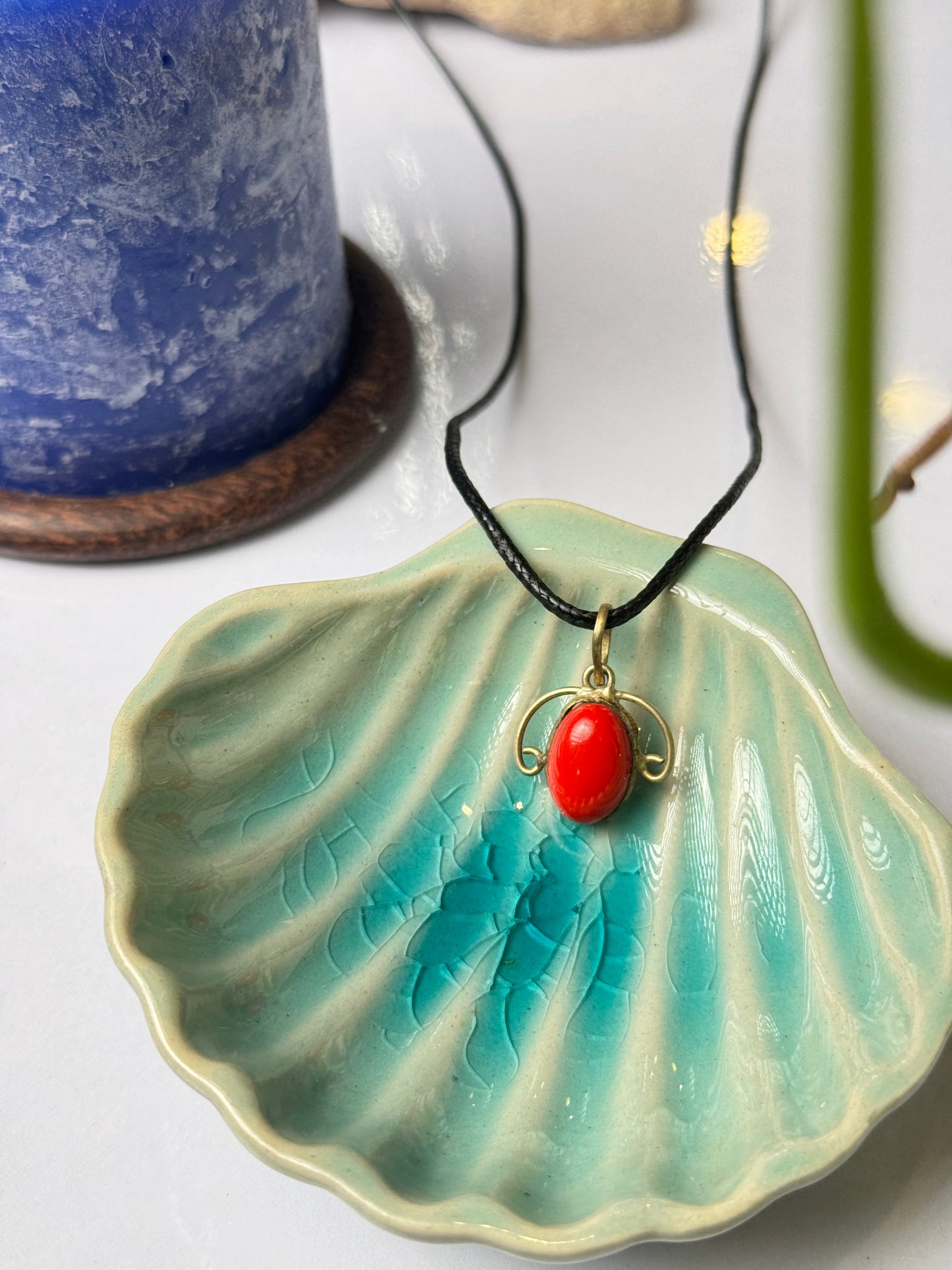 Red coral stone necklace