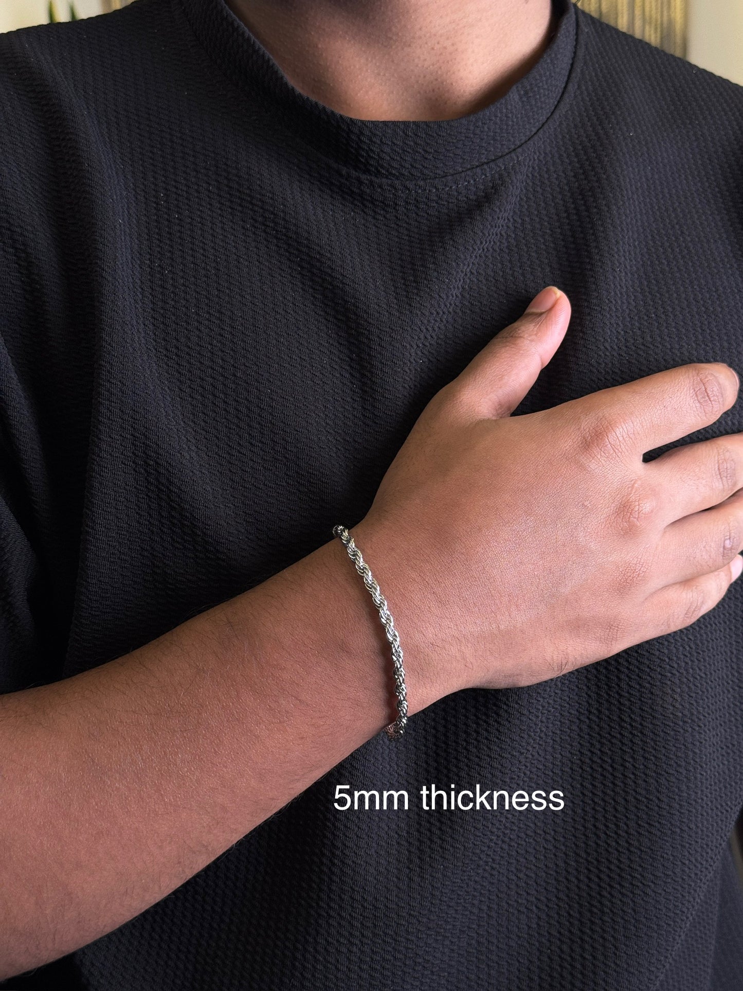 Stainless steel twisted rope type adjustable bracelet