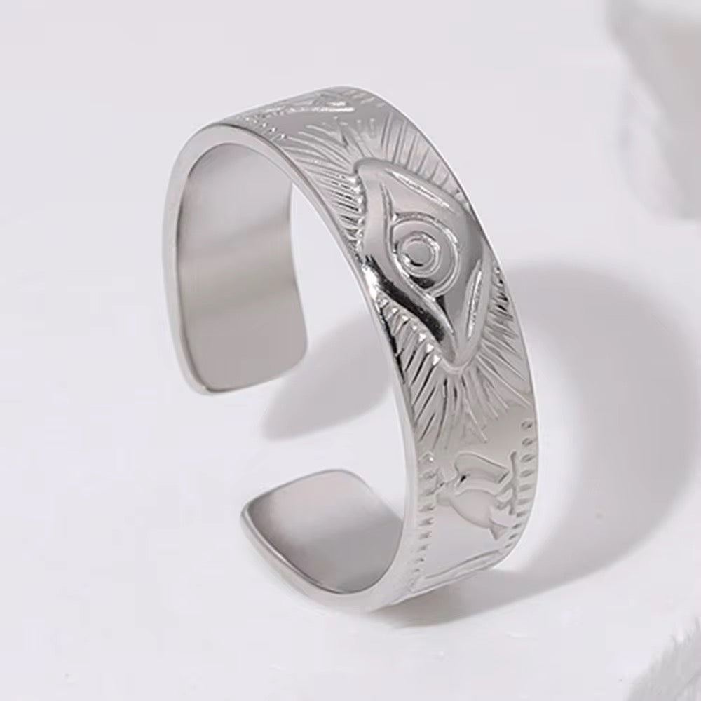 3rd eye thin stainless steel adjustable ring