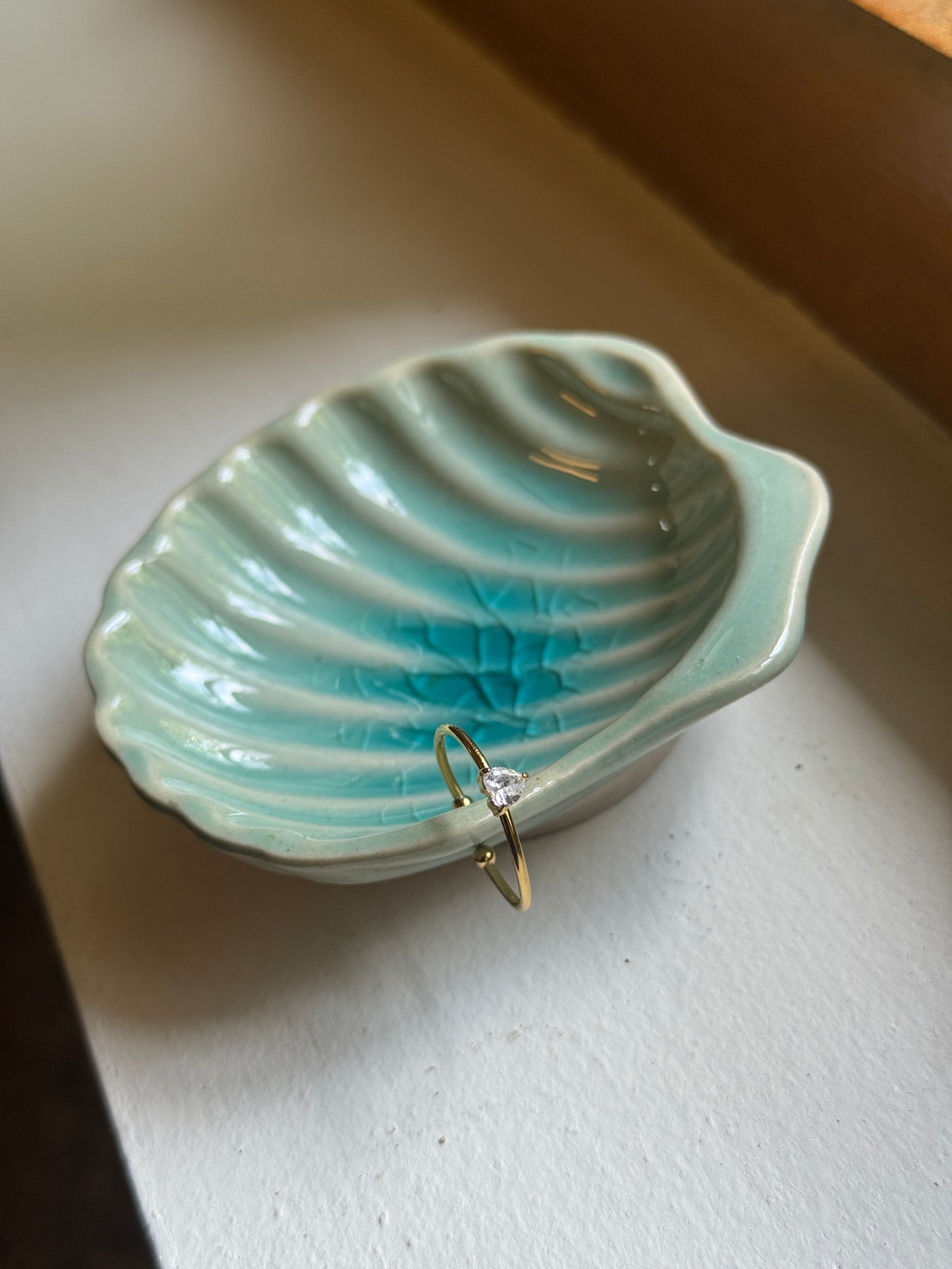 18k gold plated adjustable heart shape white zircon stone ring