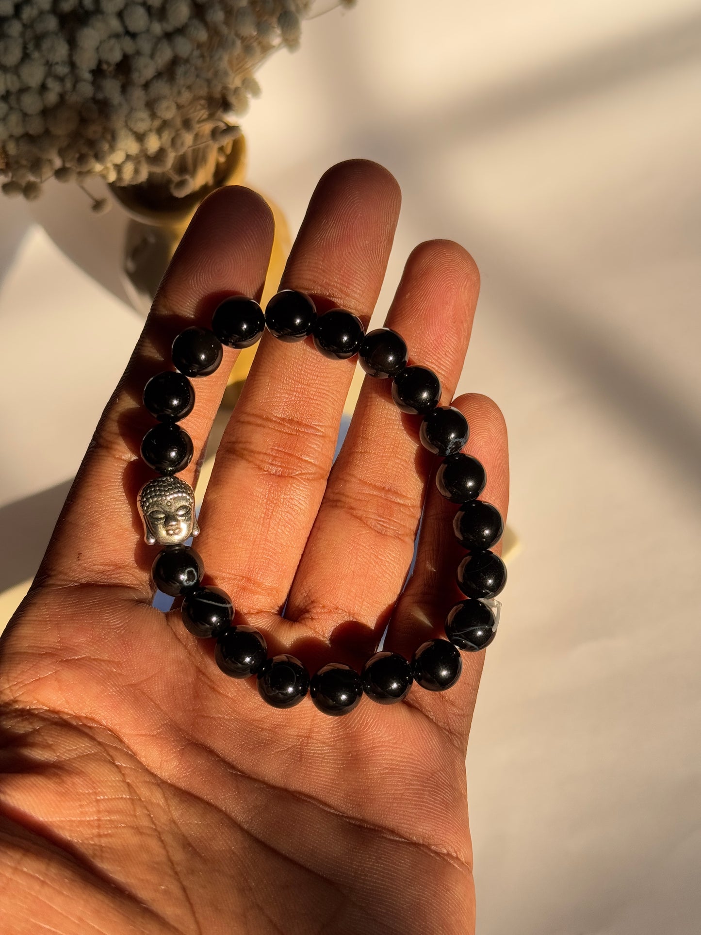 Black onyx stone beads bracelet