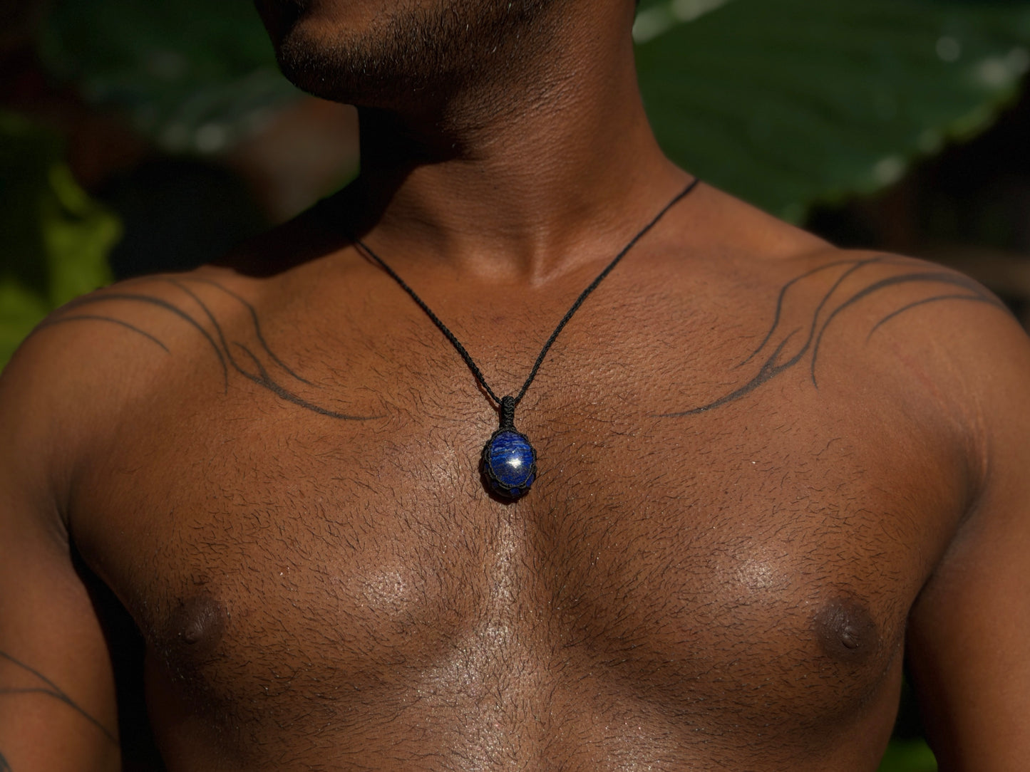 Lapis Lazuli macrame stone necklace
