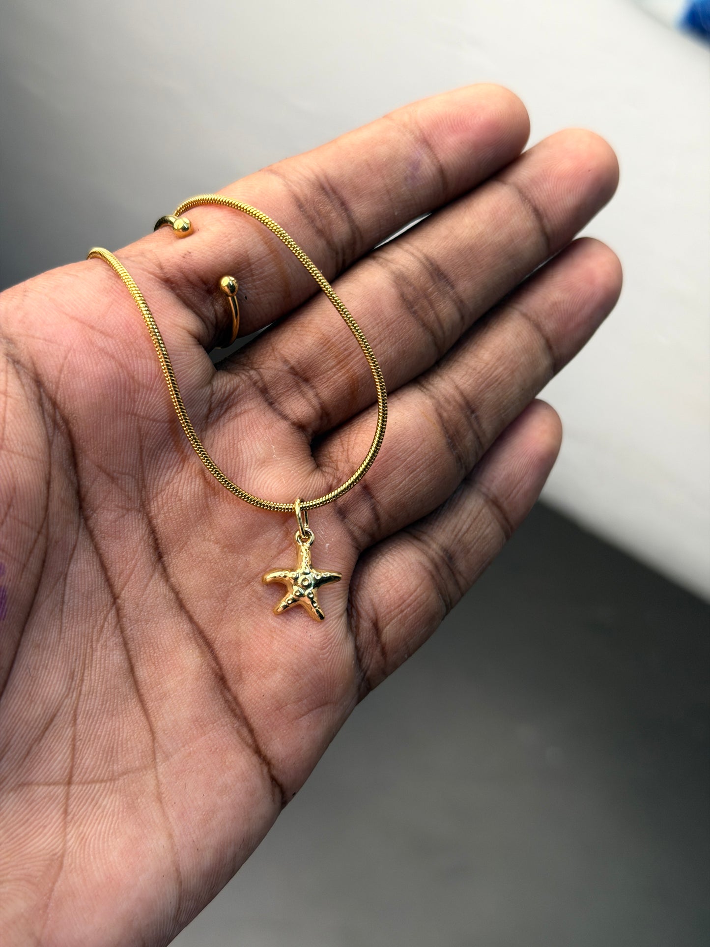 Small Starfish golden 18k gold plated 55 cm necklace