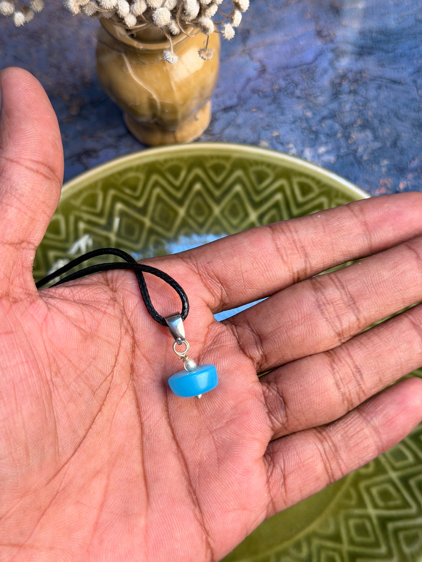 Aquamarine natural stone necklace