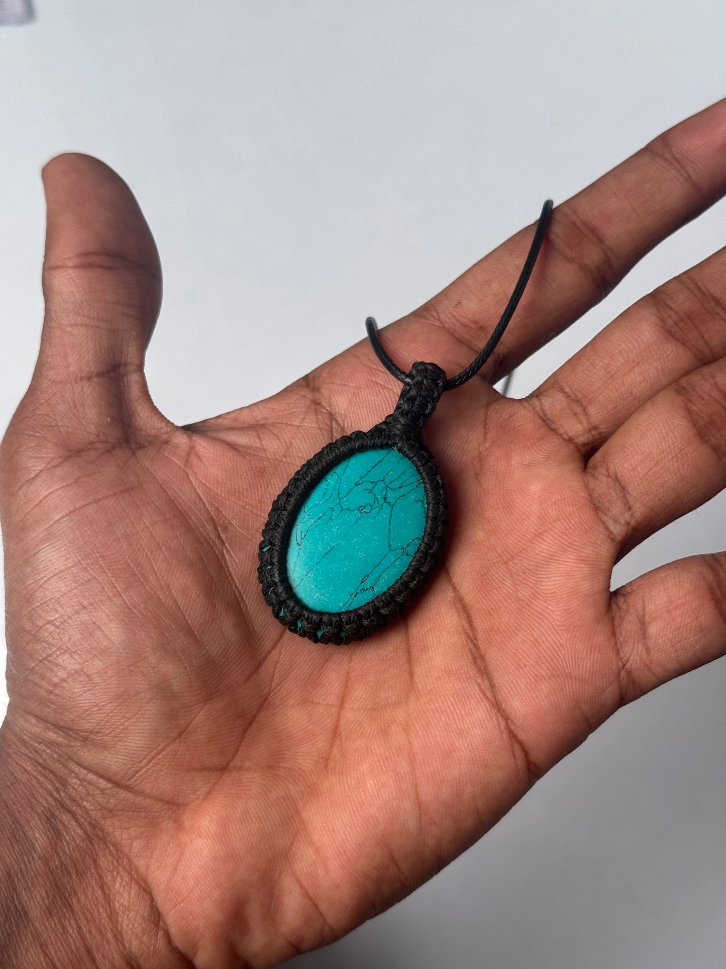 Turquoise macrame adjustable necklace