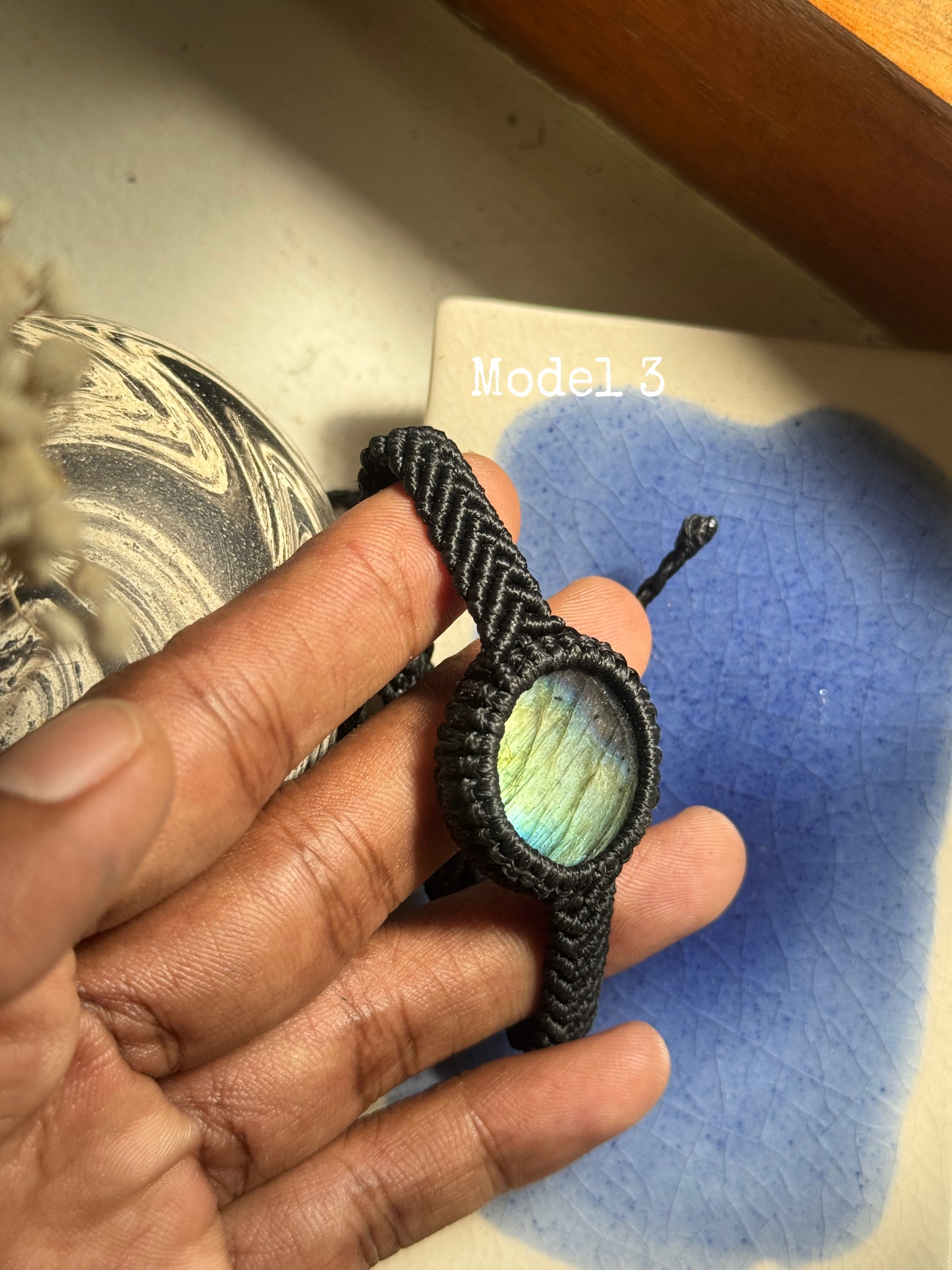 Labradorite stone macrame bracelet