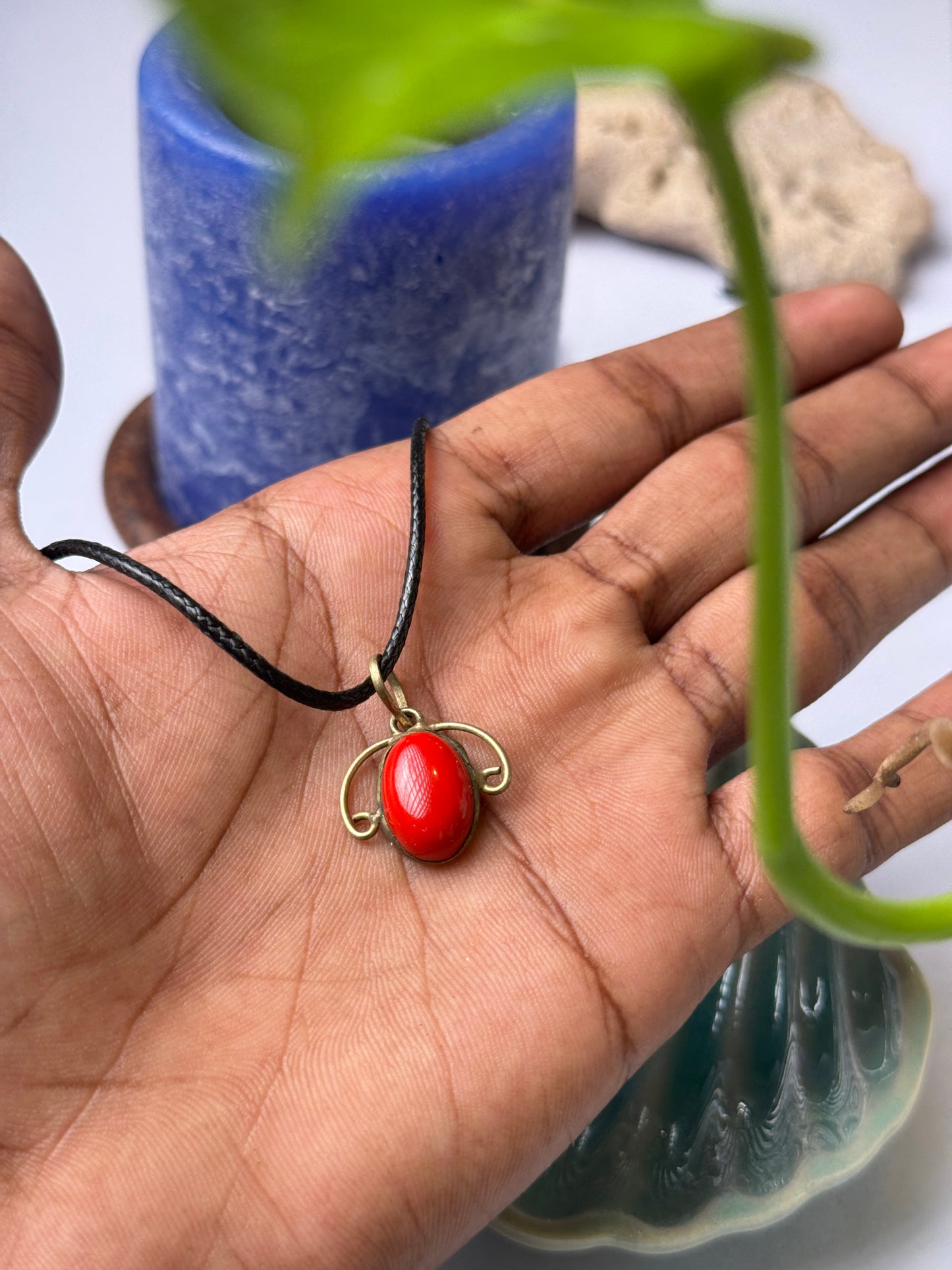 Red coral stone necklace