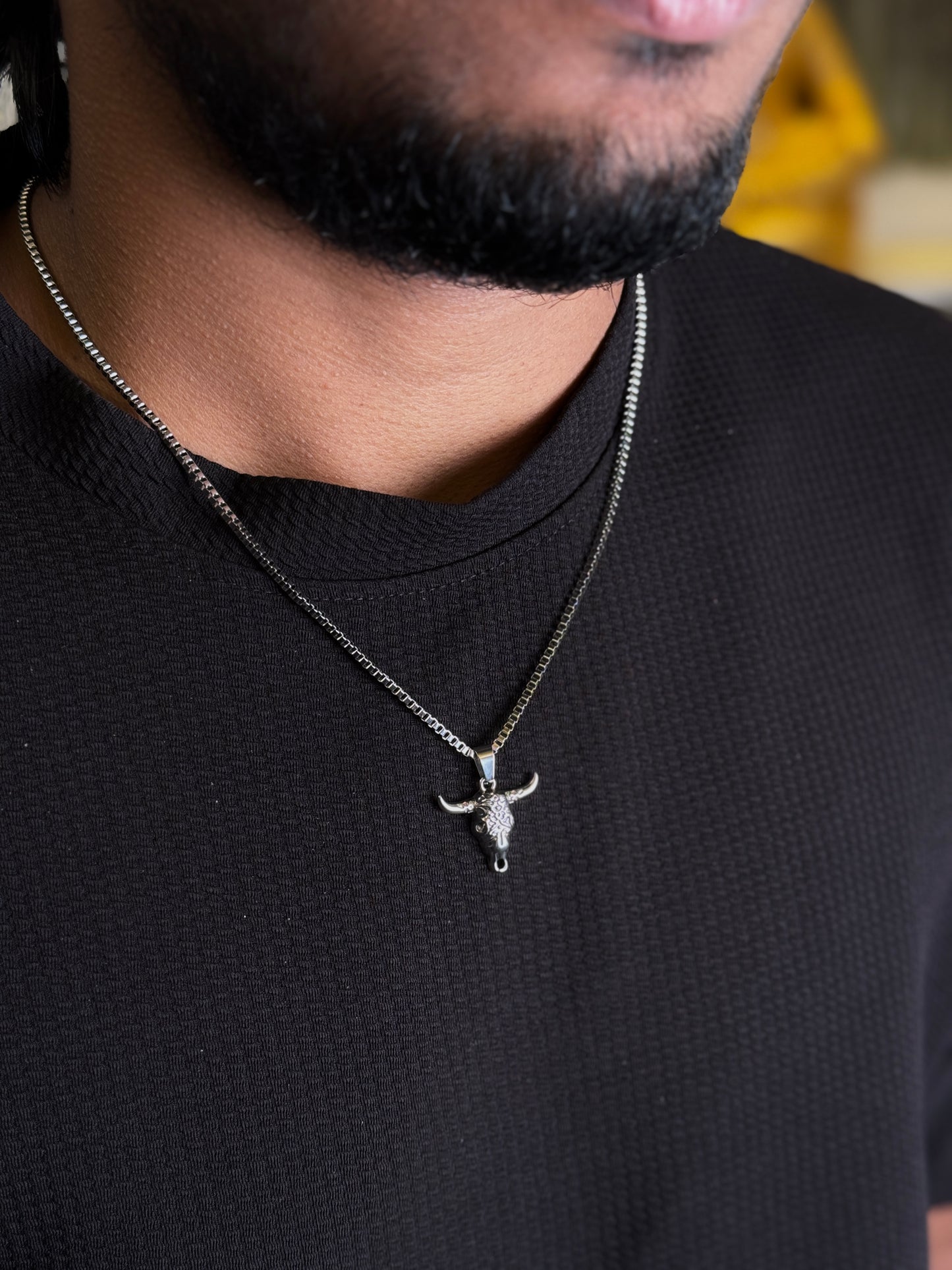 Bull head Stainless steel silver necklace