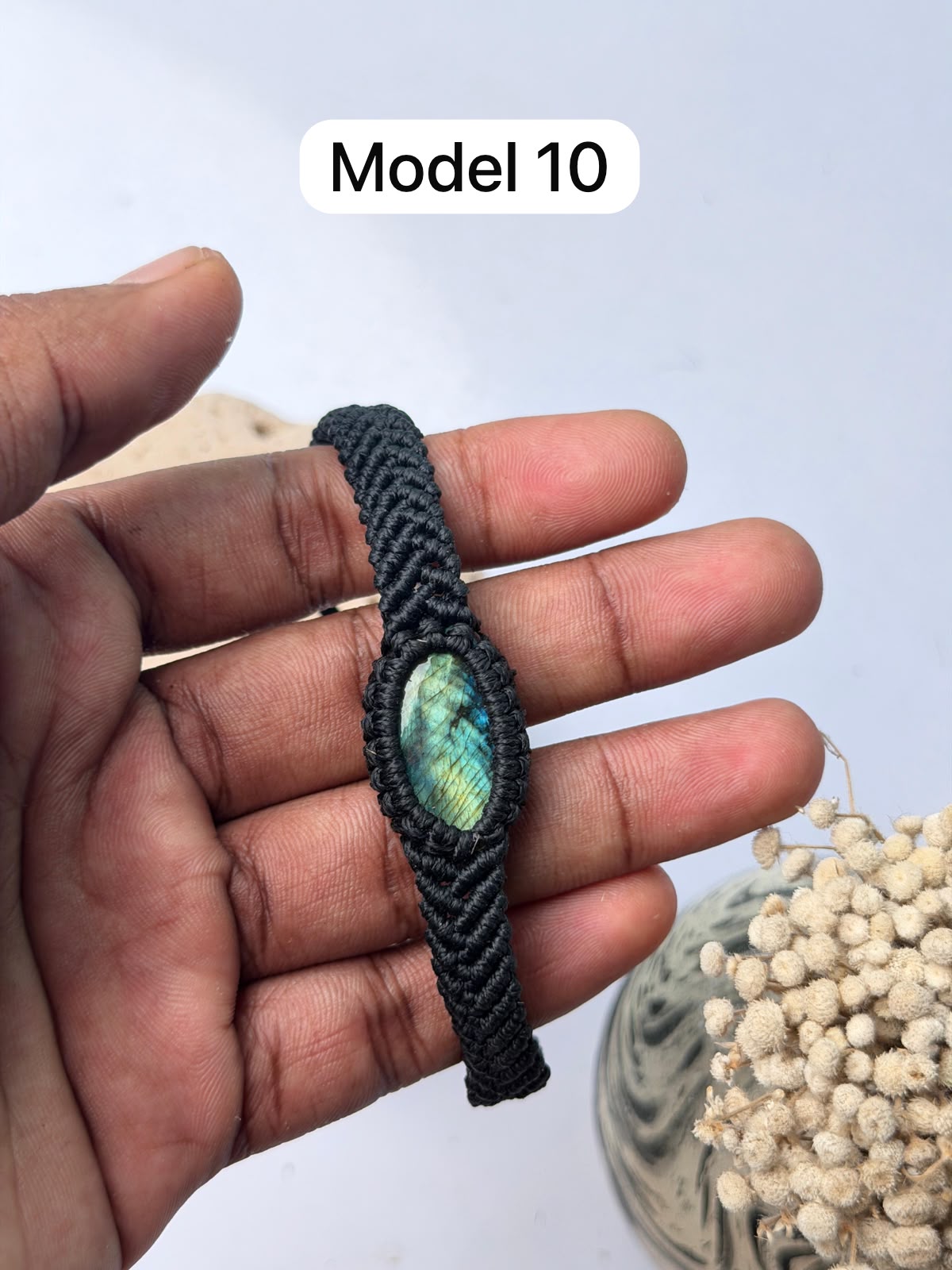 Labradorite stone macrame bracelet