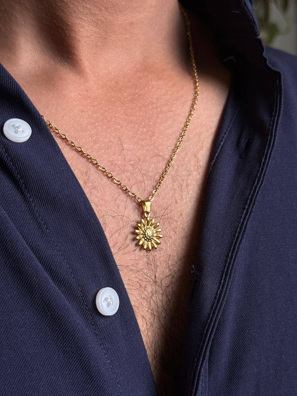 sunflower 18k gold plated necklace