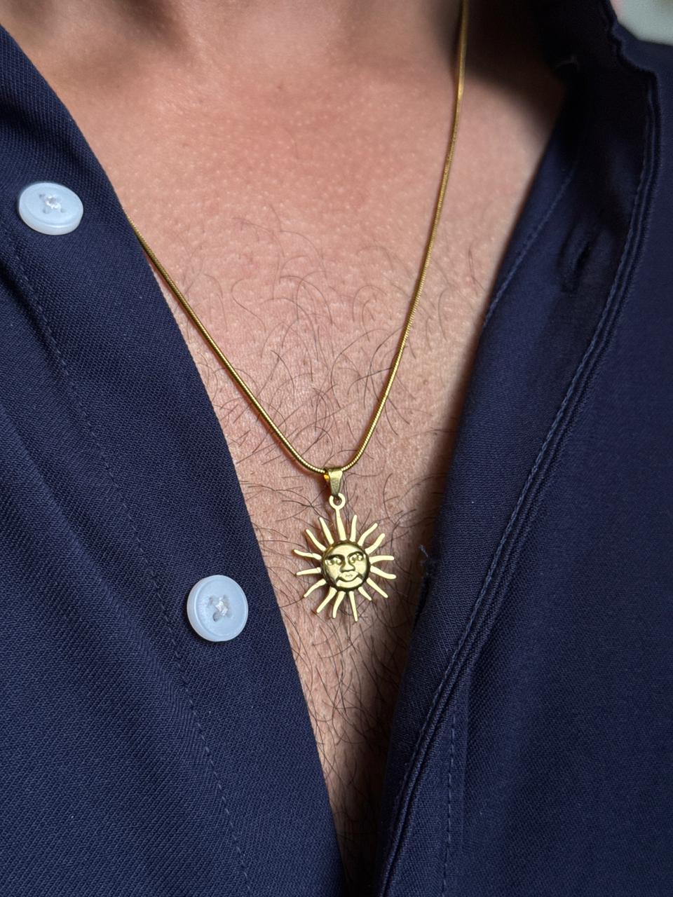 sun stainless steel 18k gold plated necklace