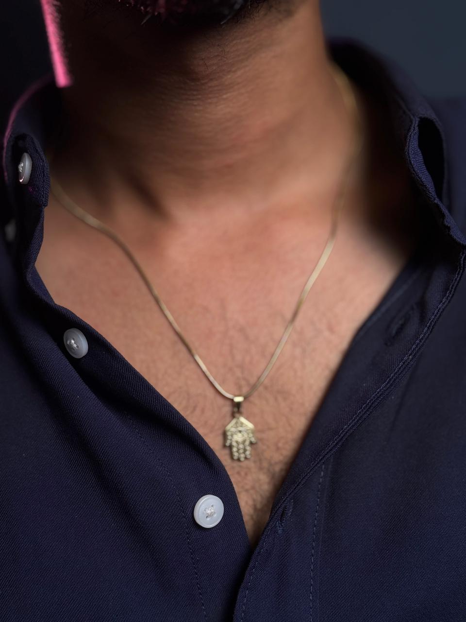hamsa hand stainless steel 18k gold plated necklace