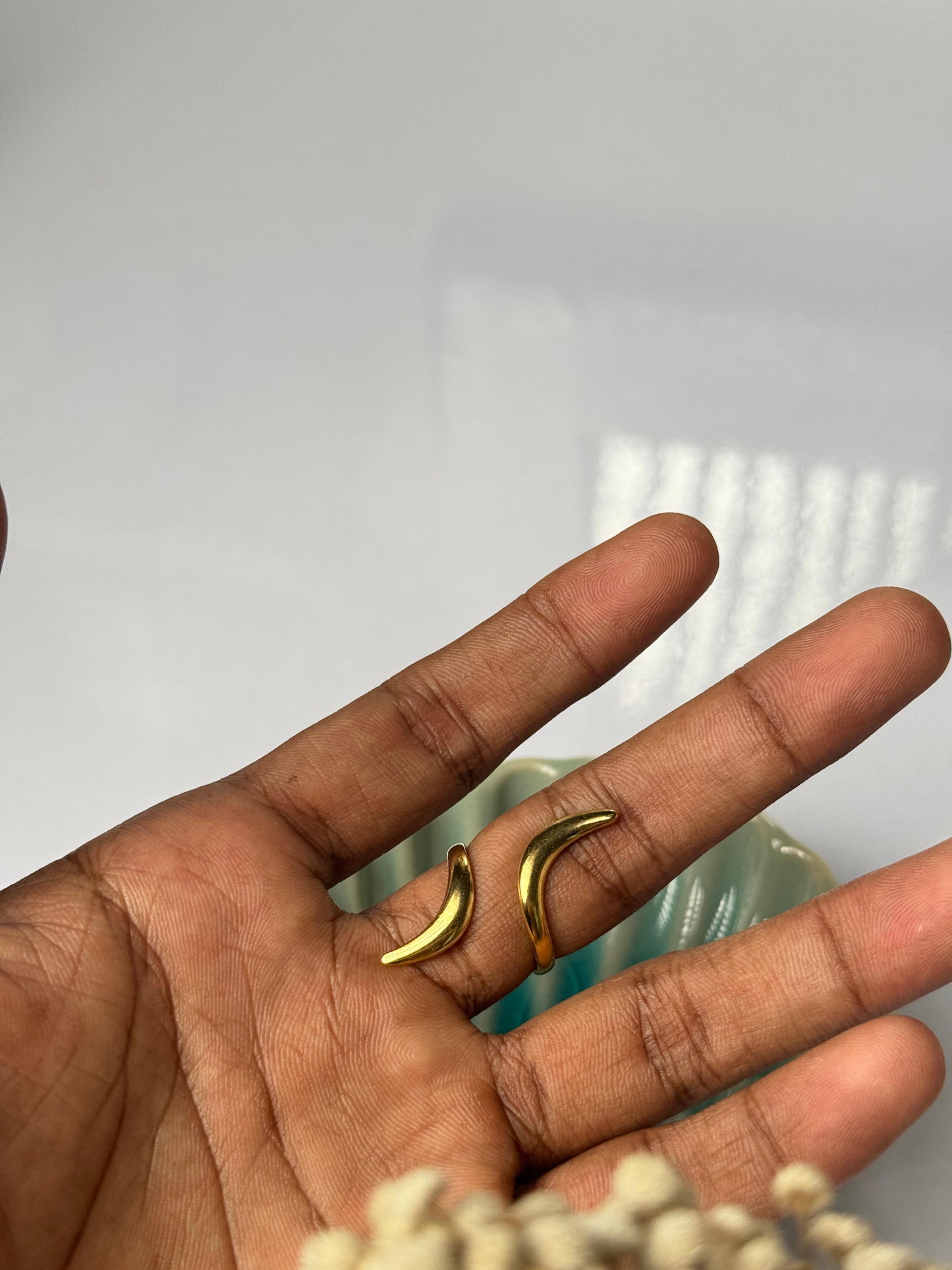 stainless steel adjustable 18k gold plated ring