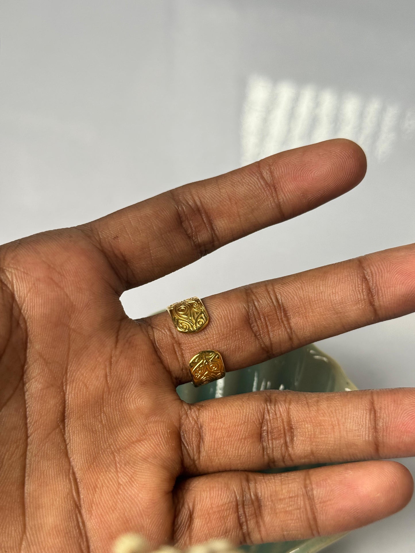 3rd eye thick stainless steel 18k gold plated adjustable ring