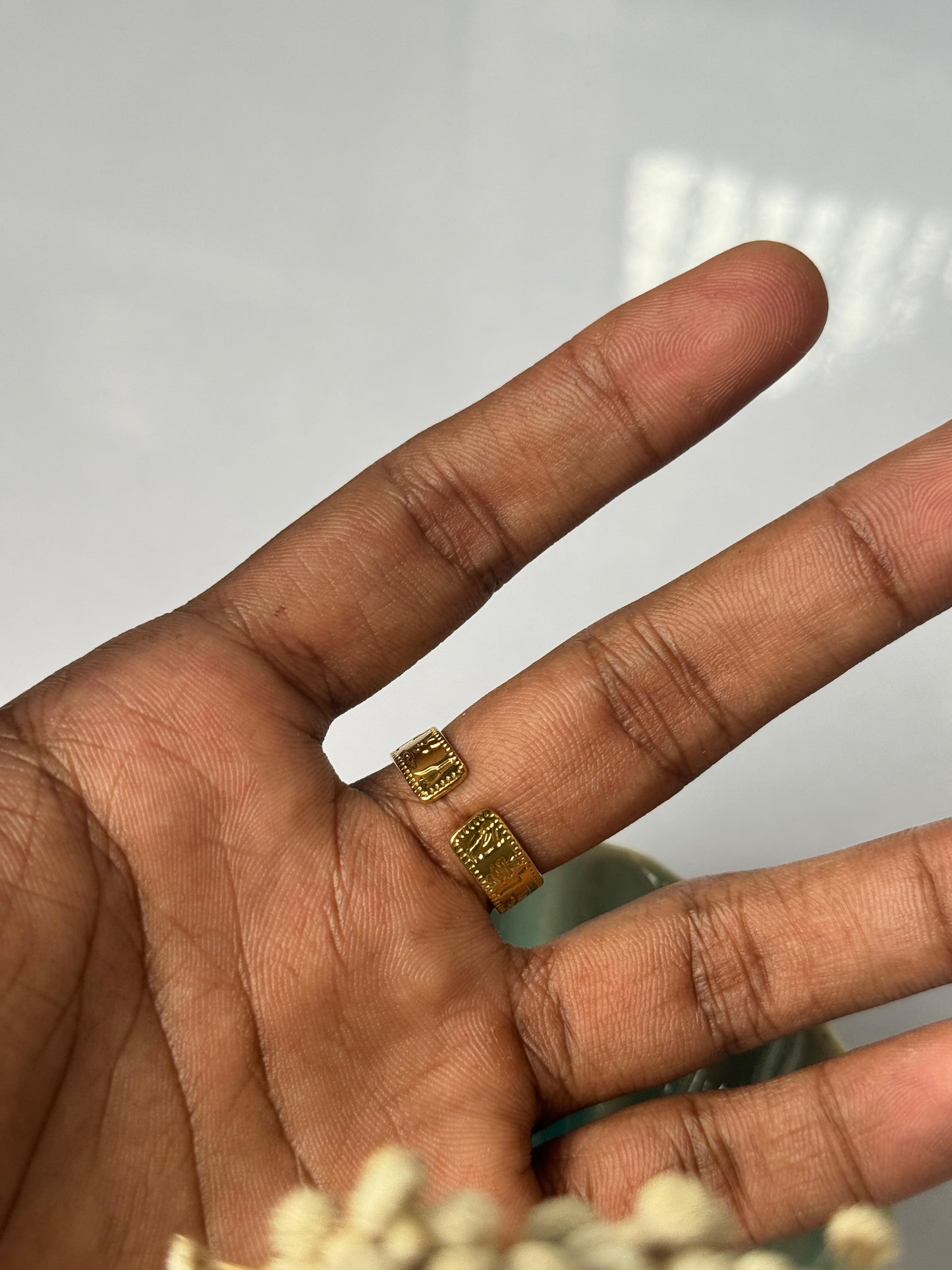 3rd eye thin stainless steel 18k gold plated adjustable ring