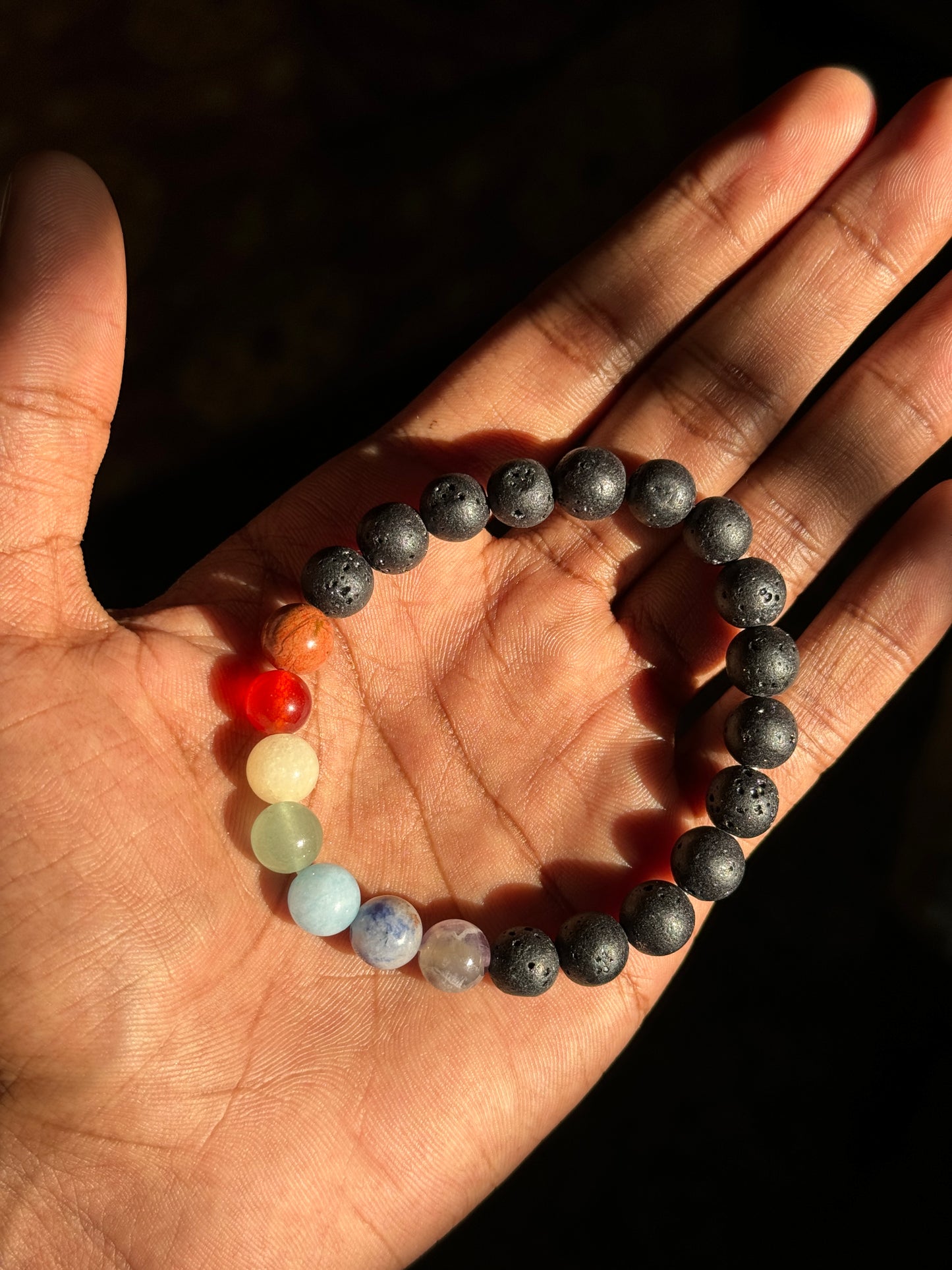 7 chakra lava natural stone bracelet