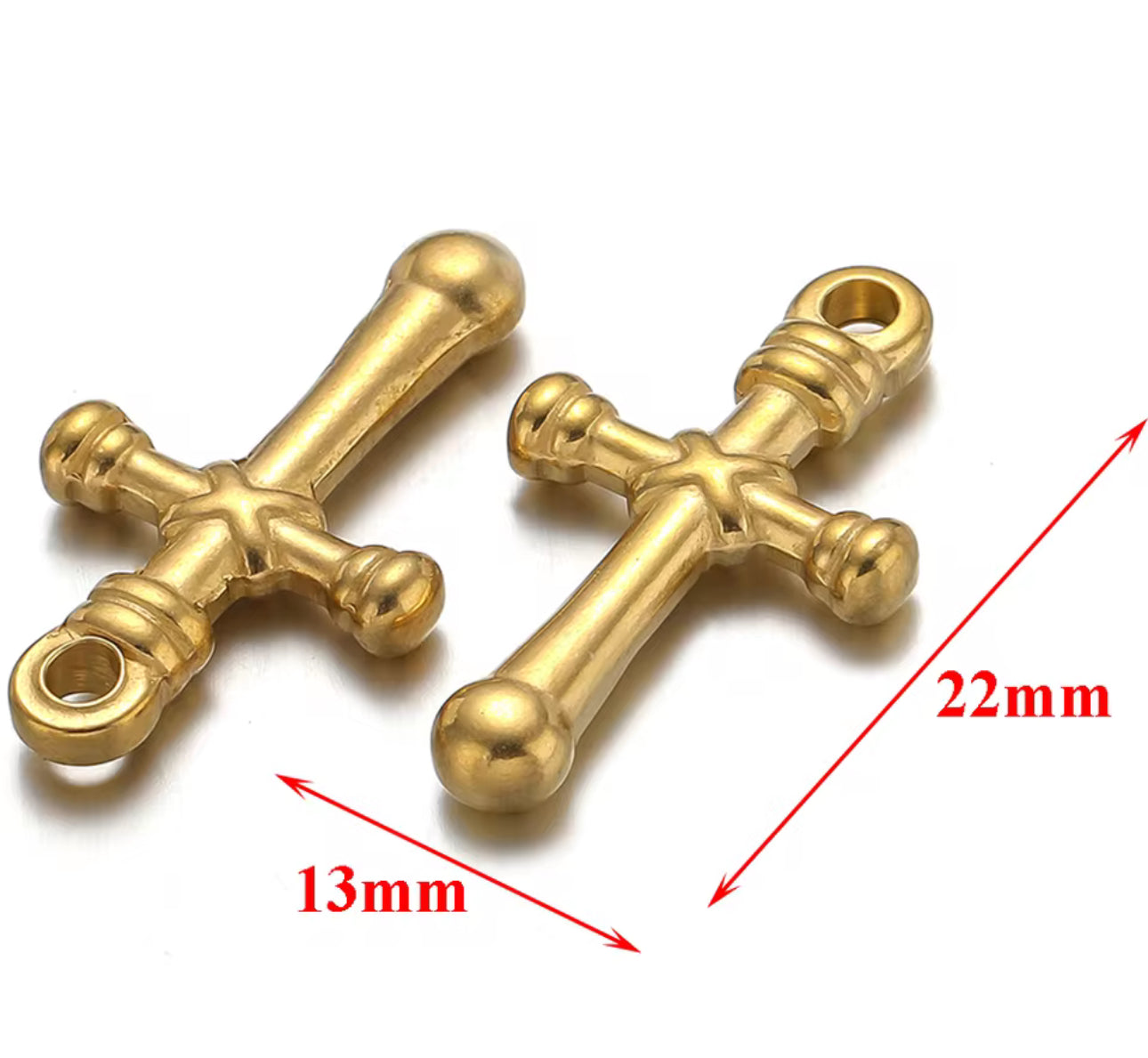 Cross minimal golden 18k gold-plated pendant